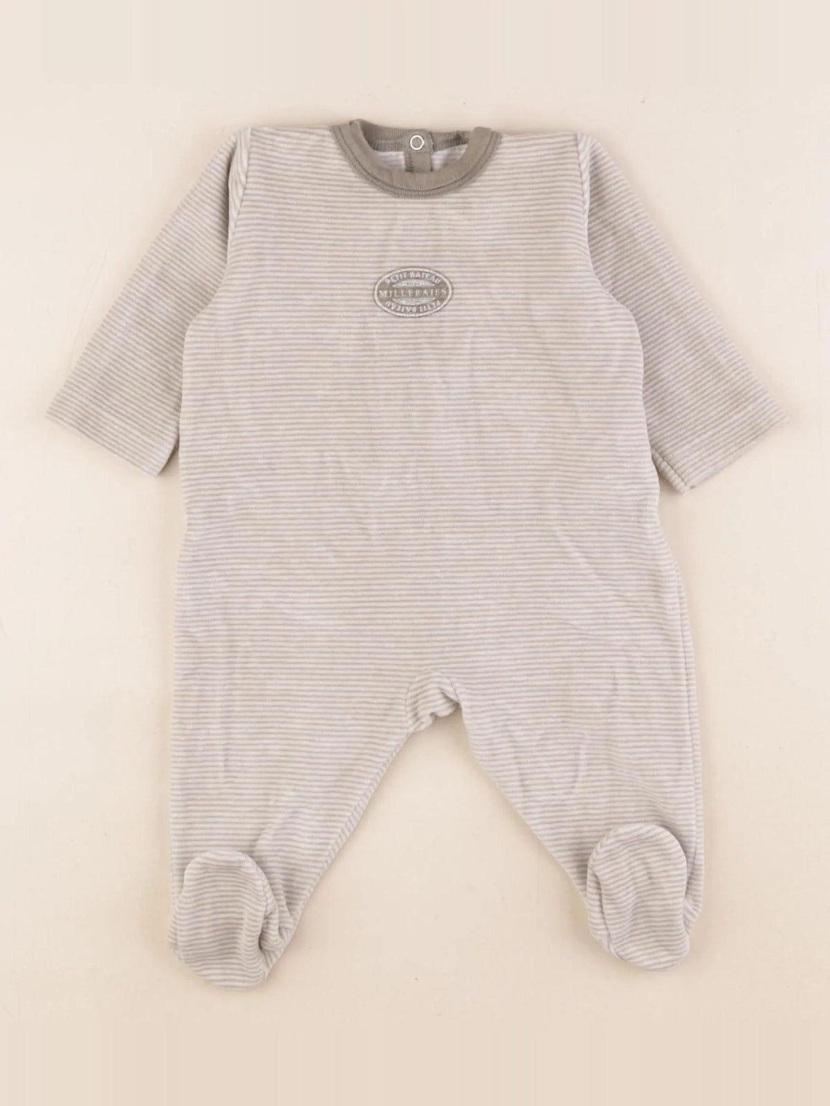 Petit Bateau - pyjama velours vert - 3 mois