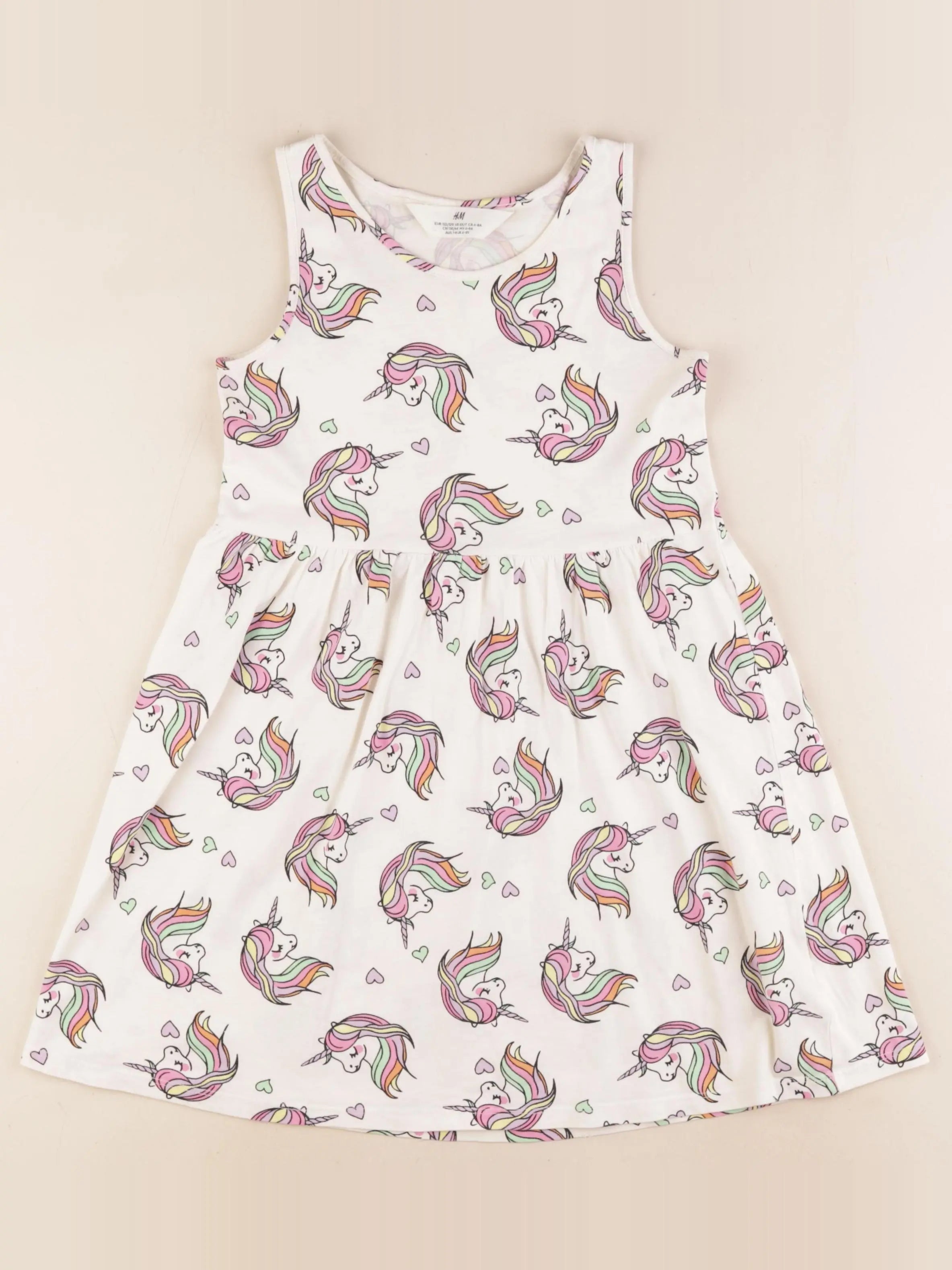 H&M - robe beige, rose - 6/8 ans