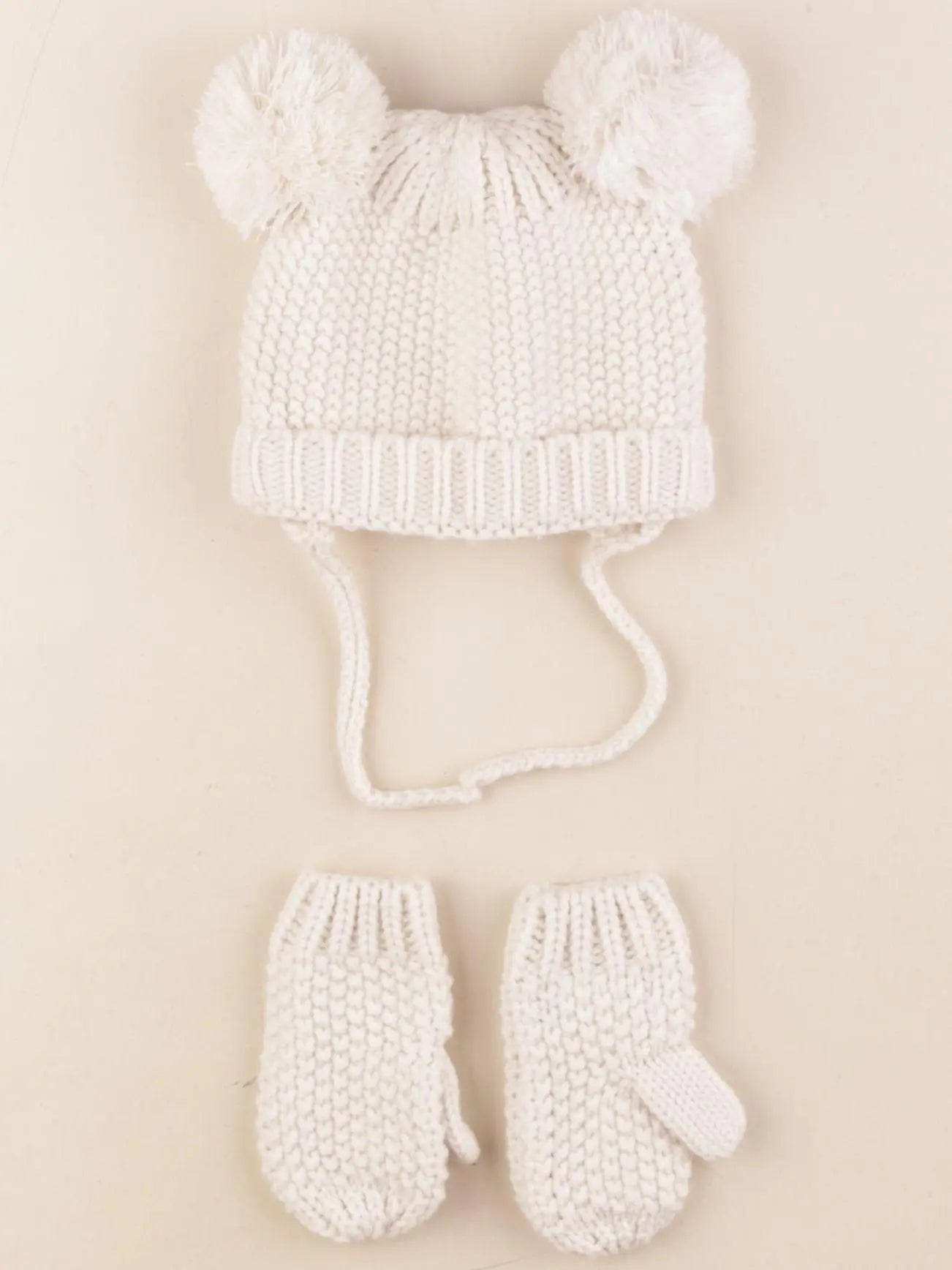 Zara - ensemble bonnet/moufles blanc - 3/6 mois