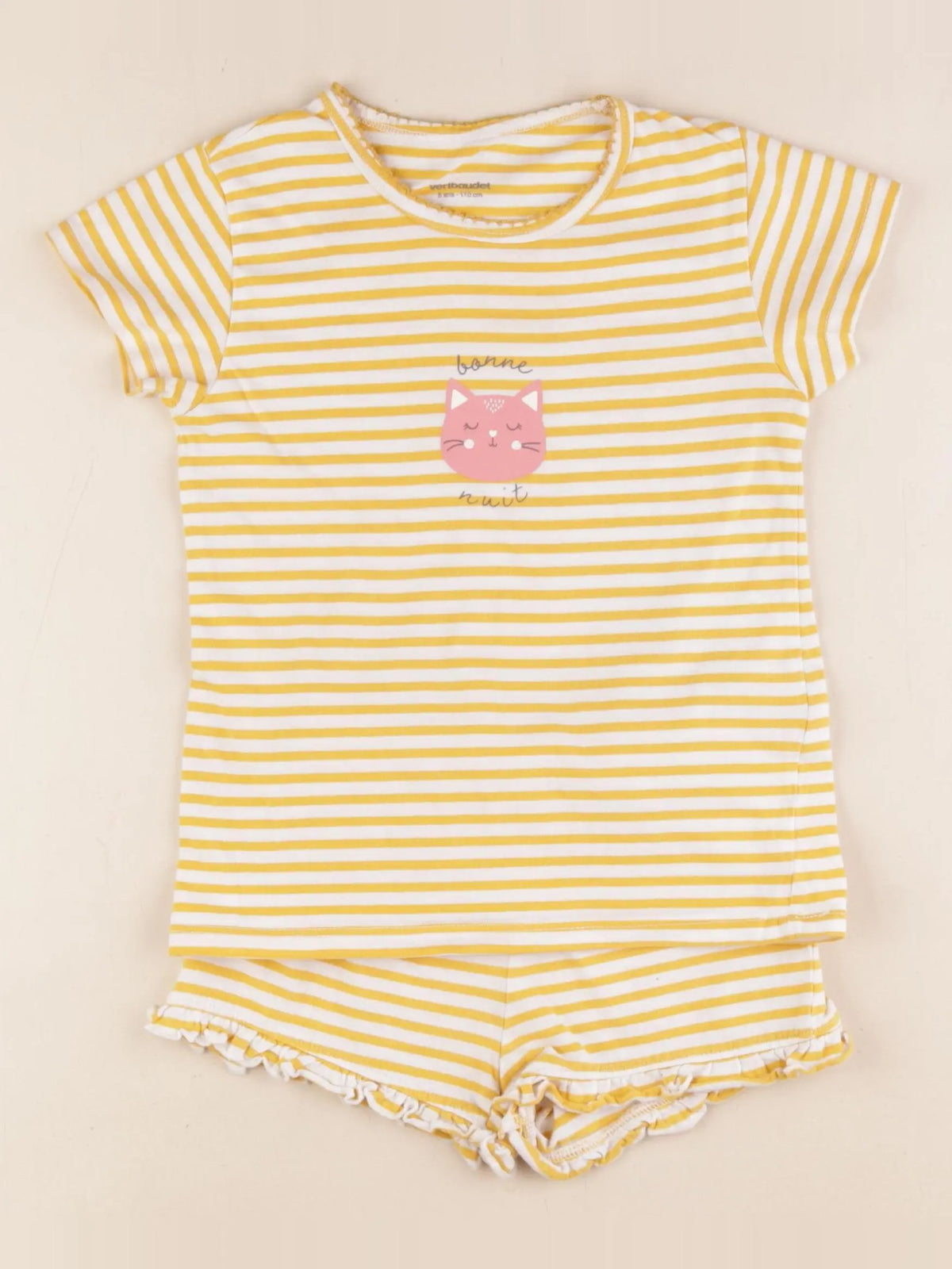 Vertbaudet - pyjama coton blanc, jaune - 5 ans