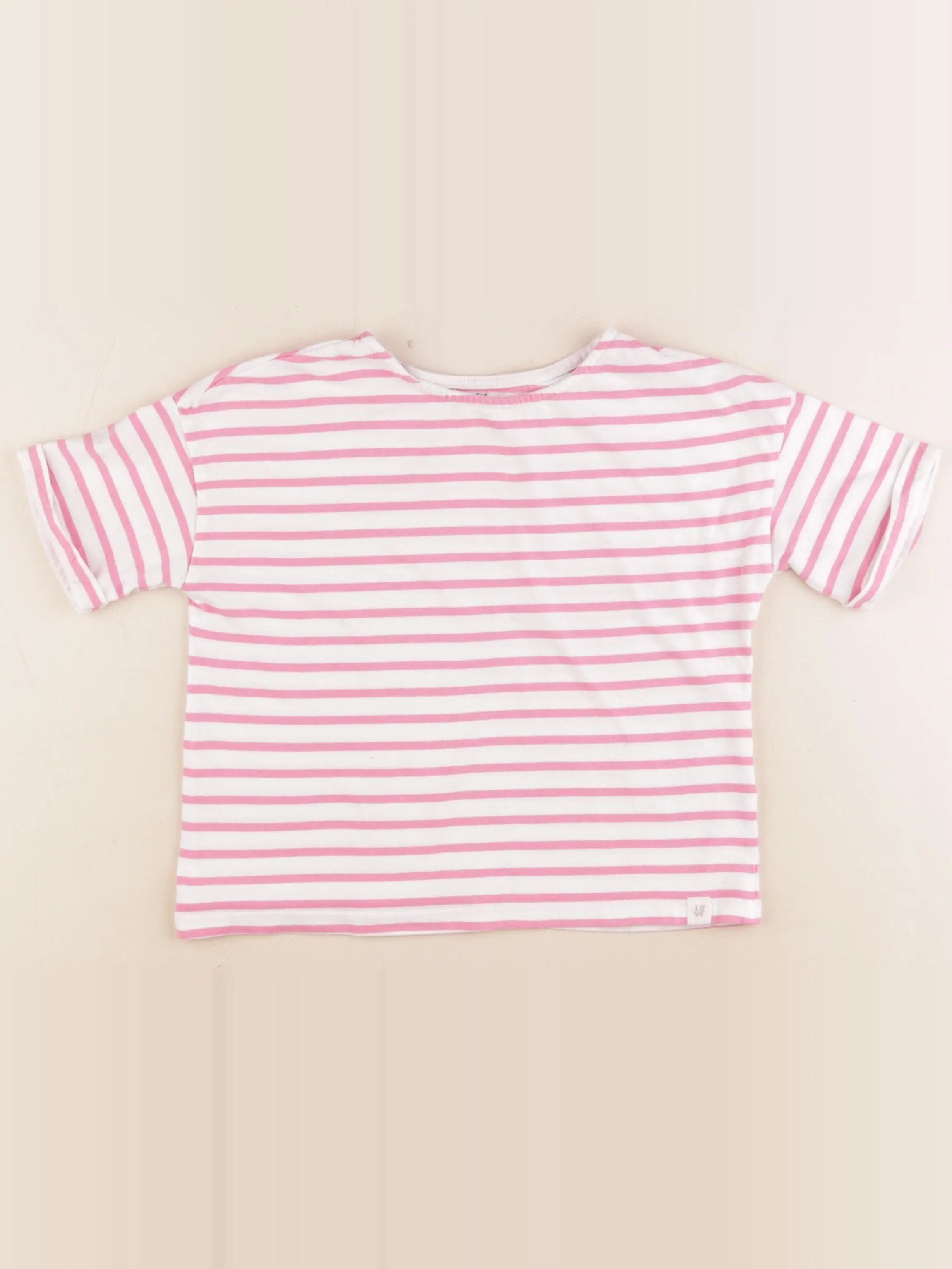 Vertbaudet - tee-shirt blanc, rose - 5 ans