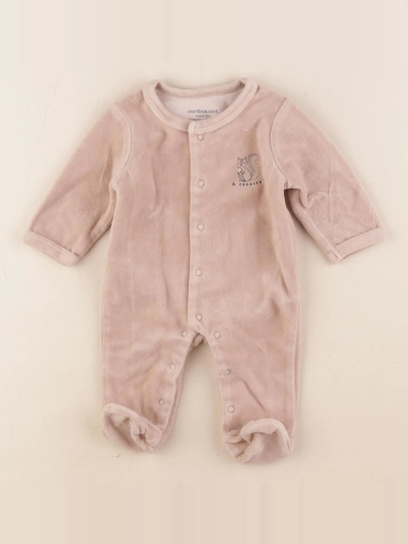 Vertbaudet - pyjama velours beige - 3 mois
