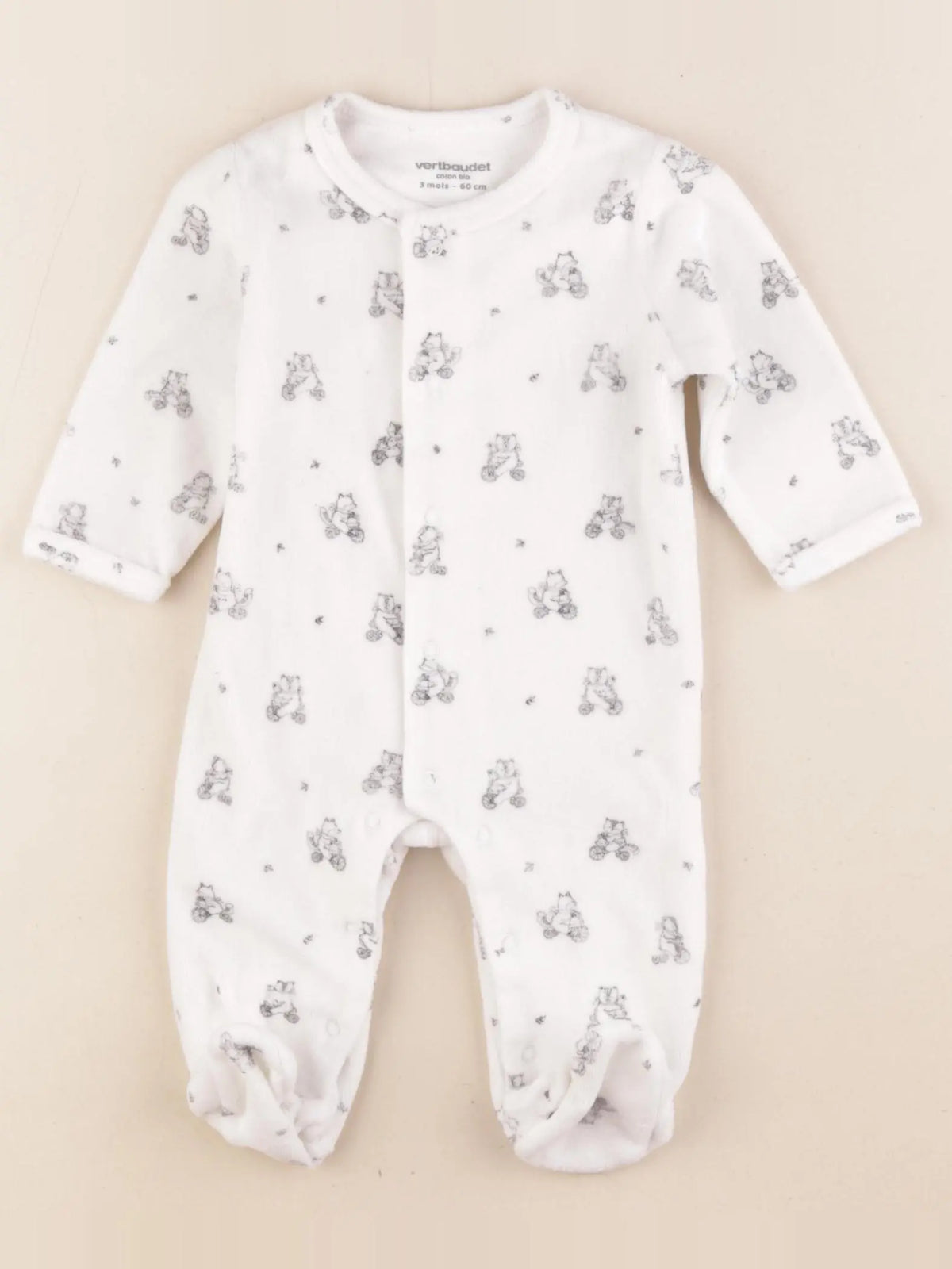 Vertbaudet - pyjama velours blanc - 3 mois