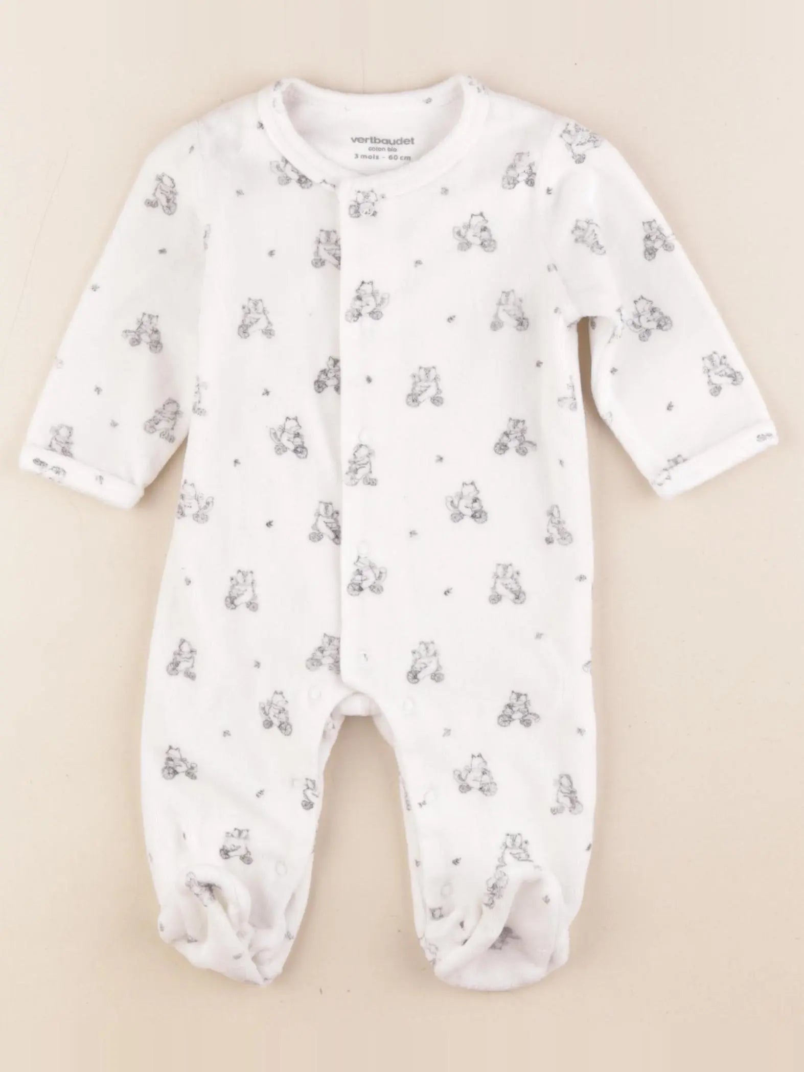 Vertbaudet - pyjama velours blanc - 3 mois