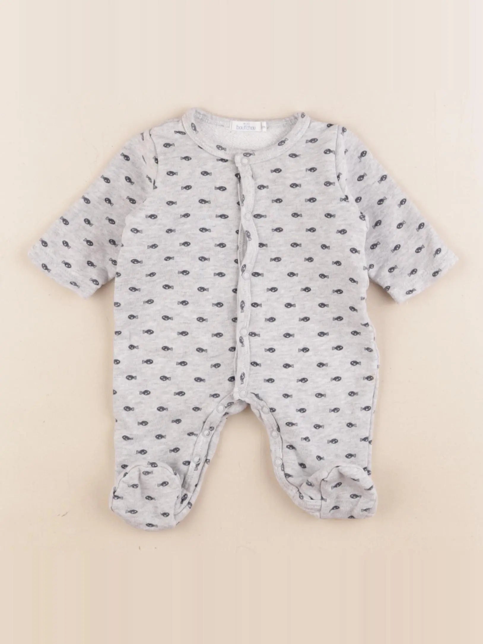 Boutchou - pyjama coton gris, bleu - 0 mois