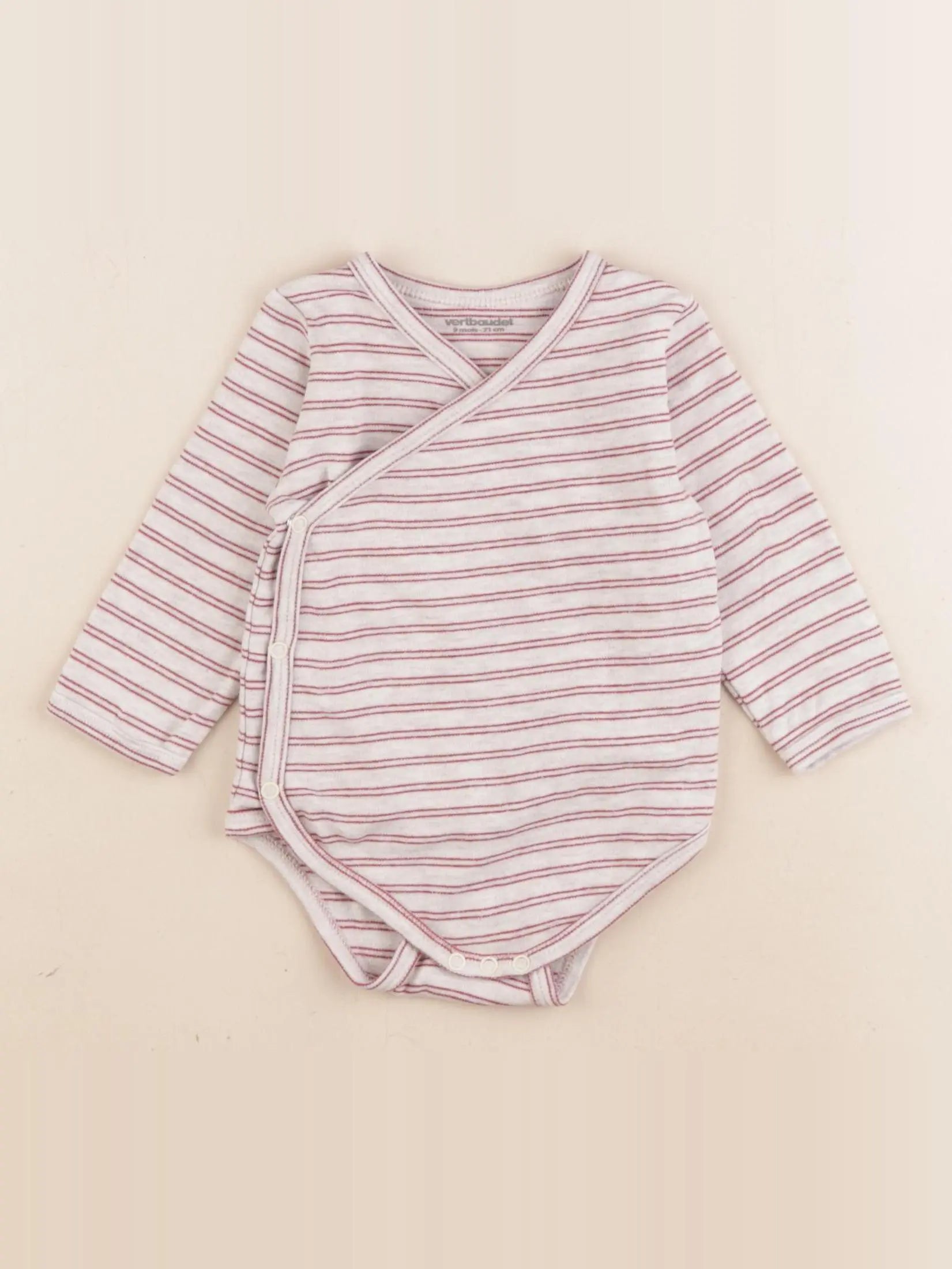 Vertbaudet - body rouge, beige - 9 mois