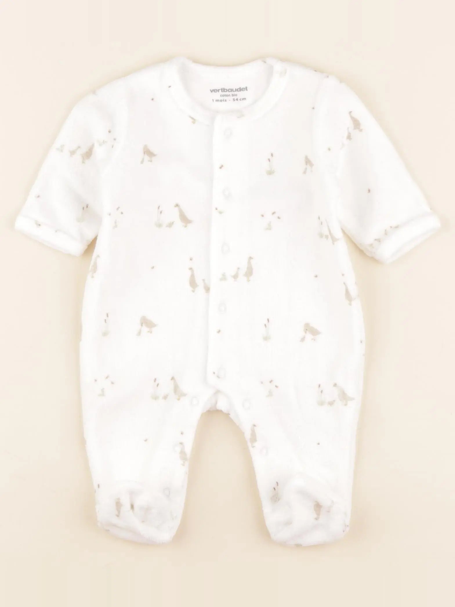 Vertbaudet - pyjama velours blanc - 1 mois