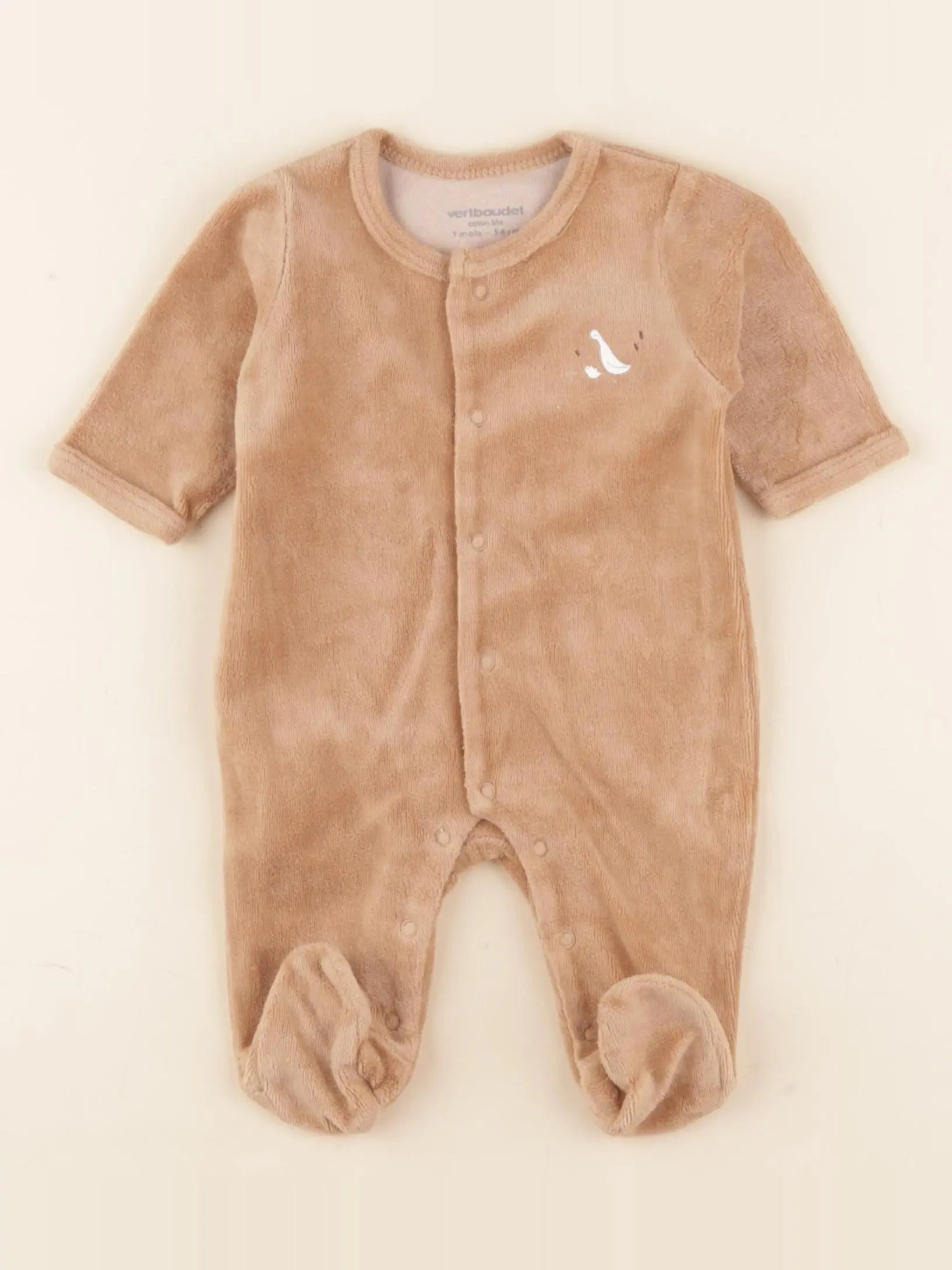Vertbaudet - pyjama velours marron - 1 mois