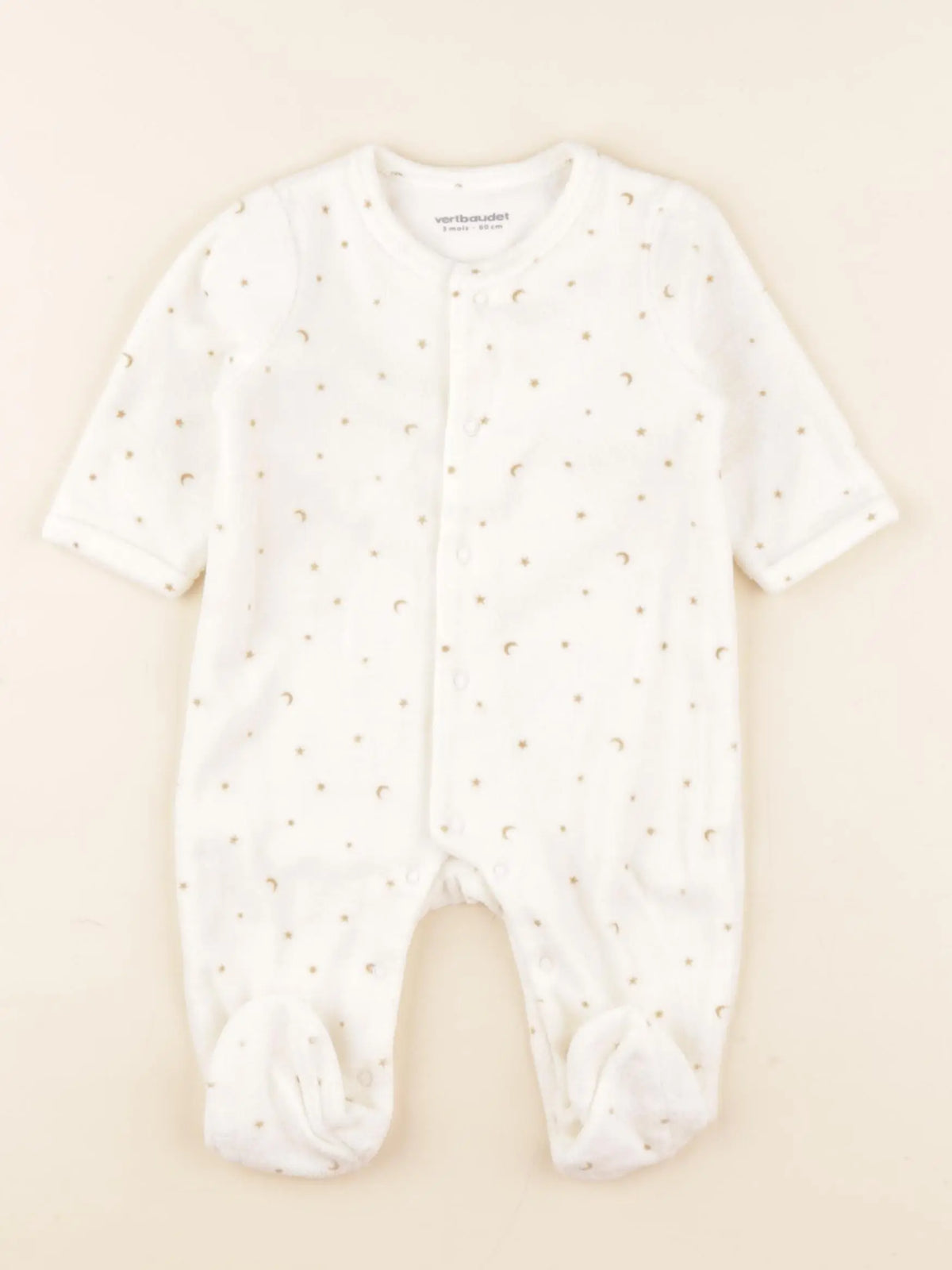Vertbaudet - pyjama velours beige - 3 mois
