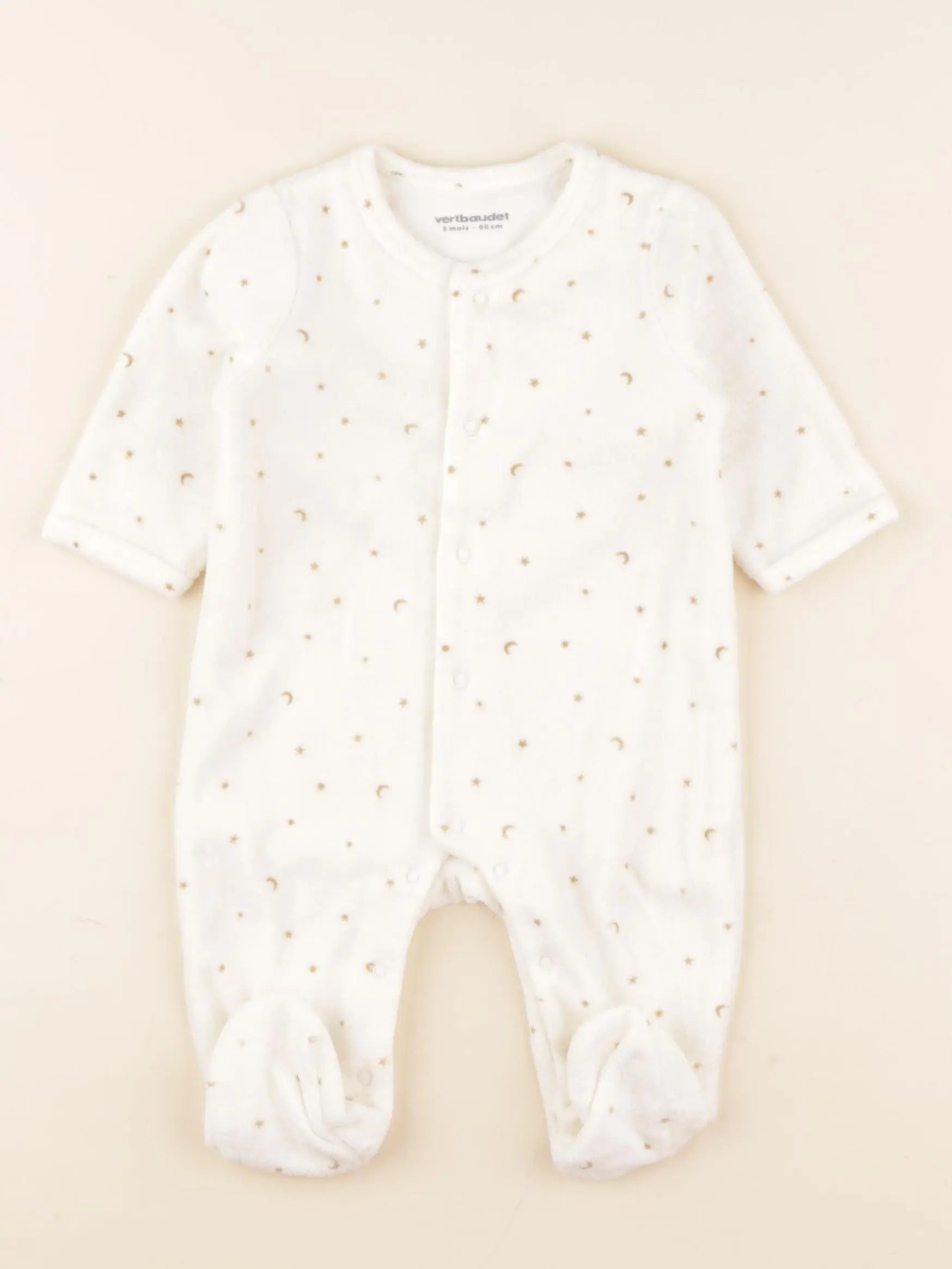 Vertbaudet - pyjama velours beige - 3 mois