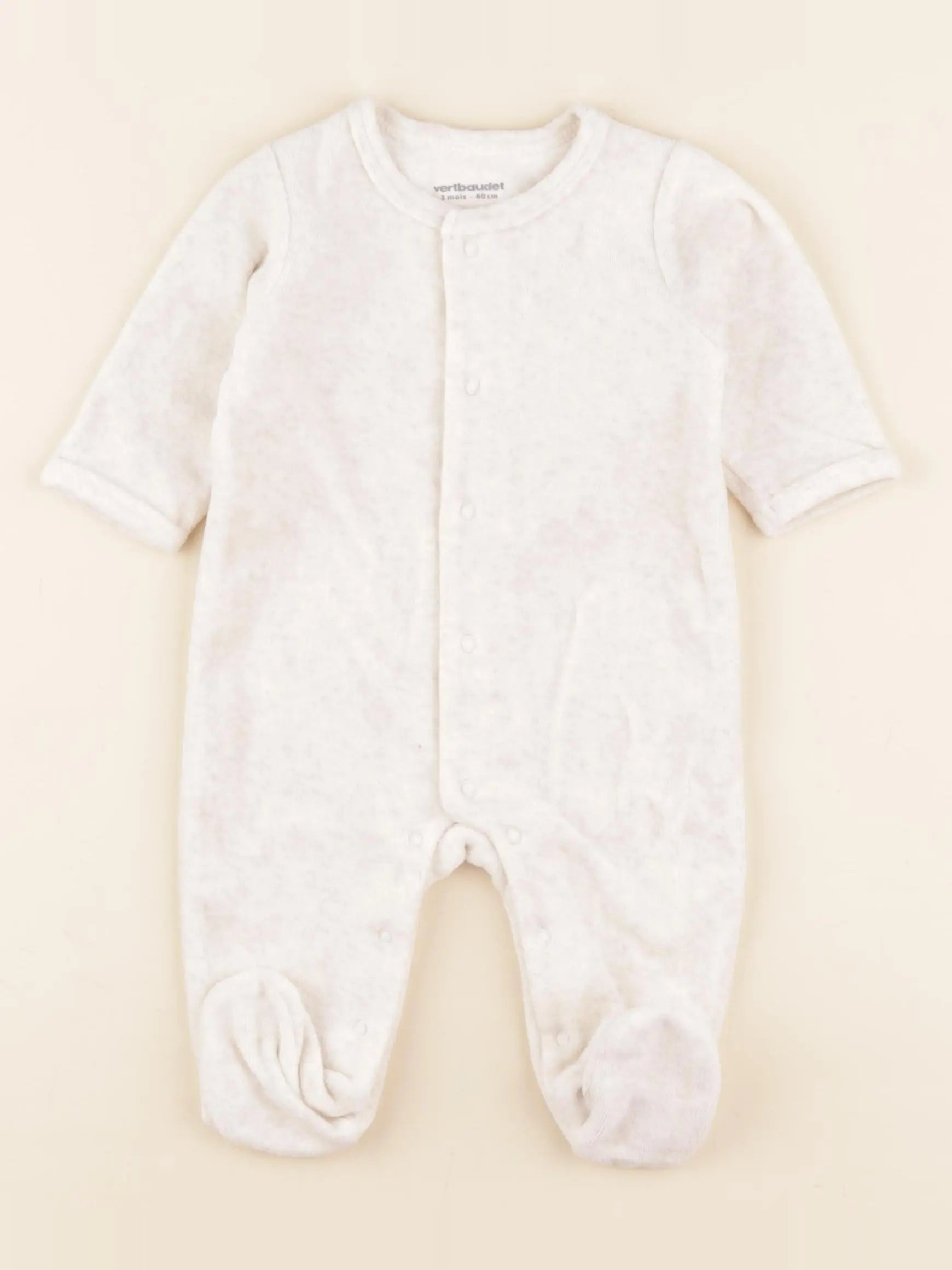 Vertbaudet - pyjama velours beige - 3 mois