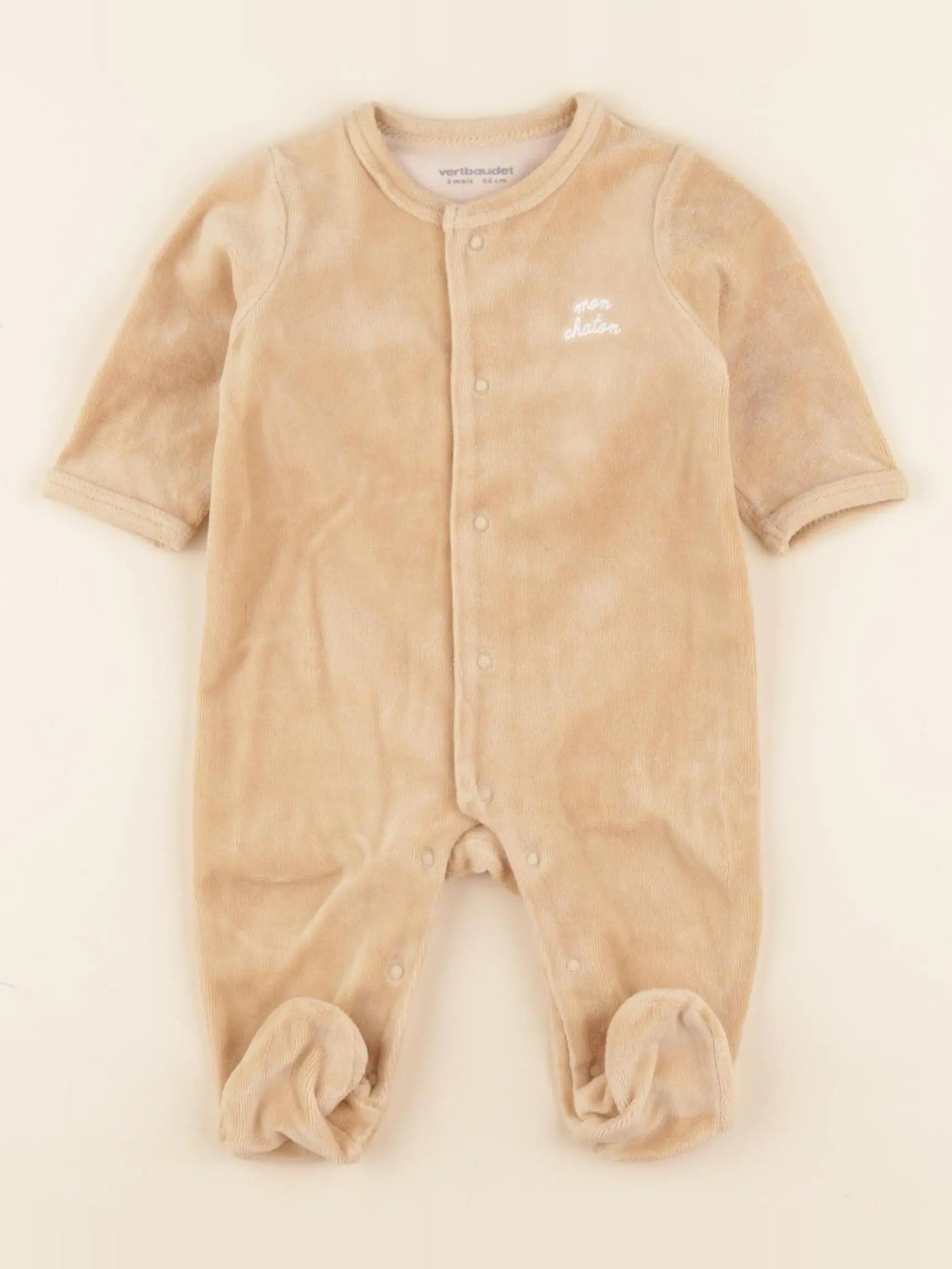 Vertbaudet - pyjama velours jaune - 3 mois