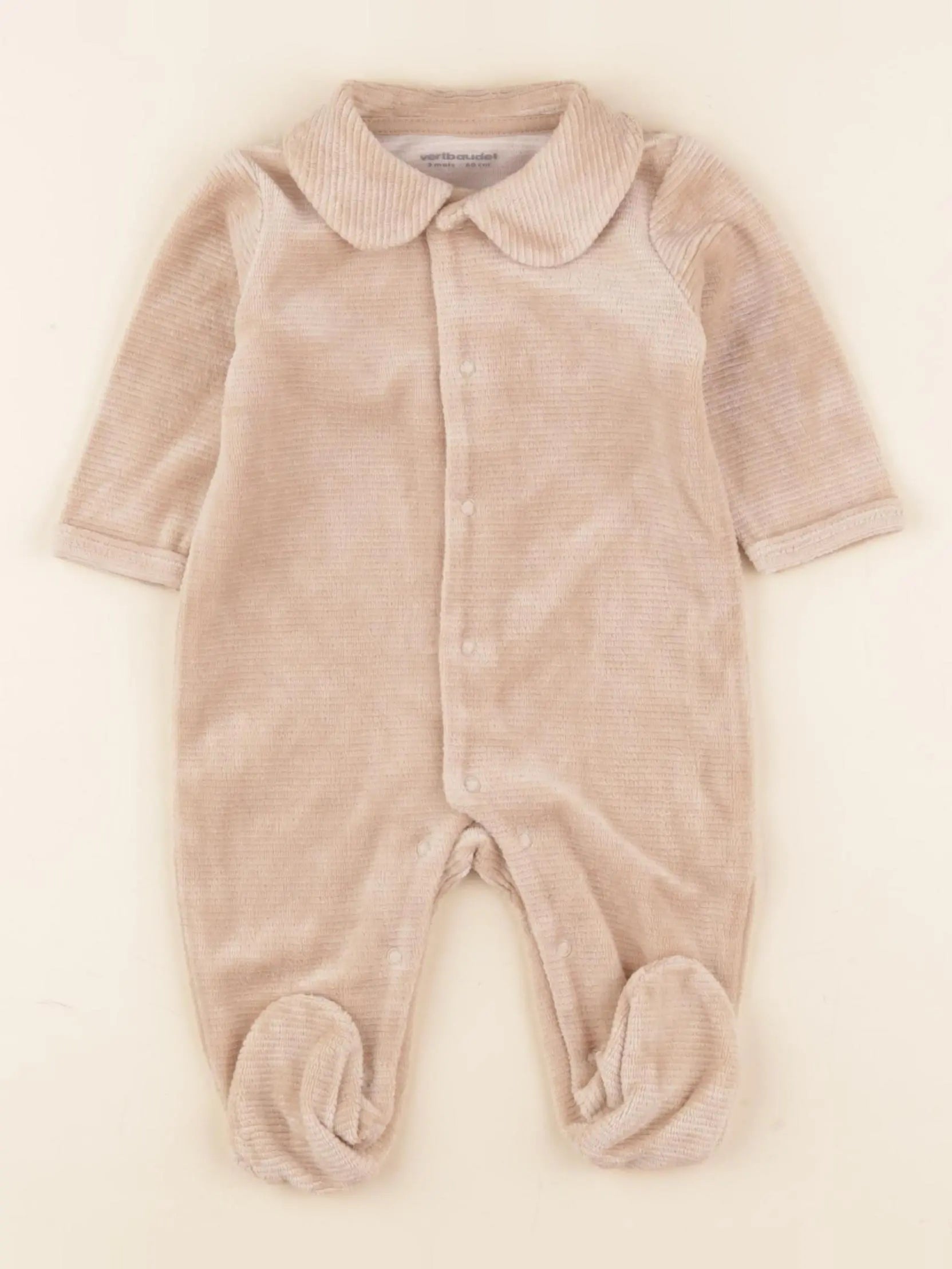 Vertbaudet - pyjama velours beige - 3 mois