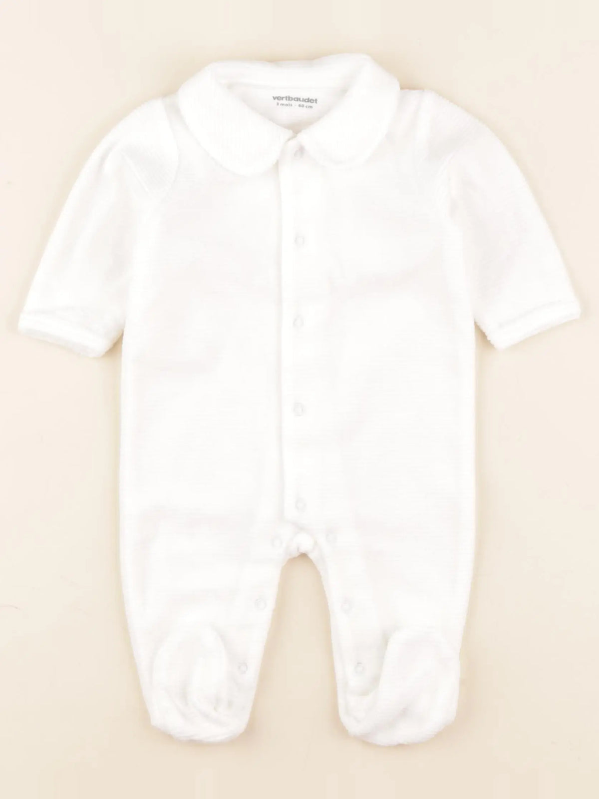Vertbaudet - pyjama velours blanc - 3 mois