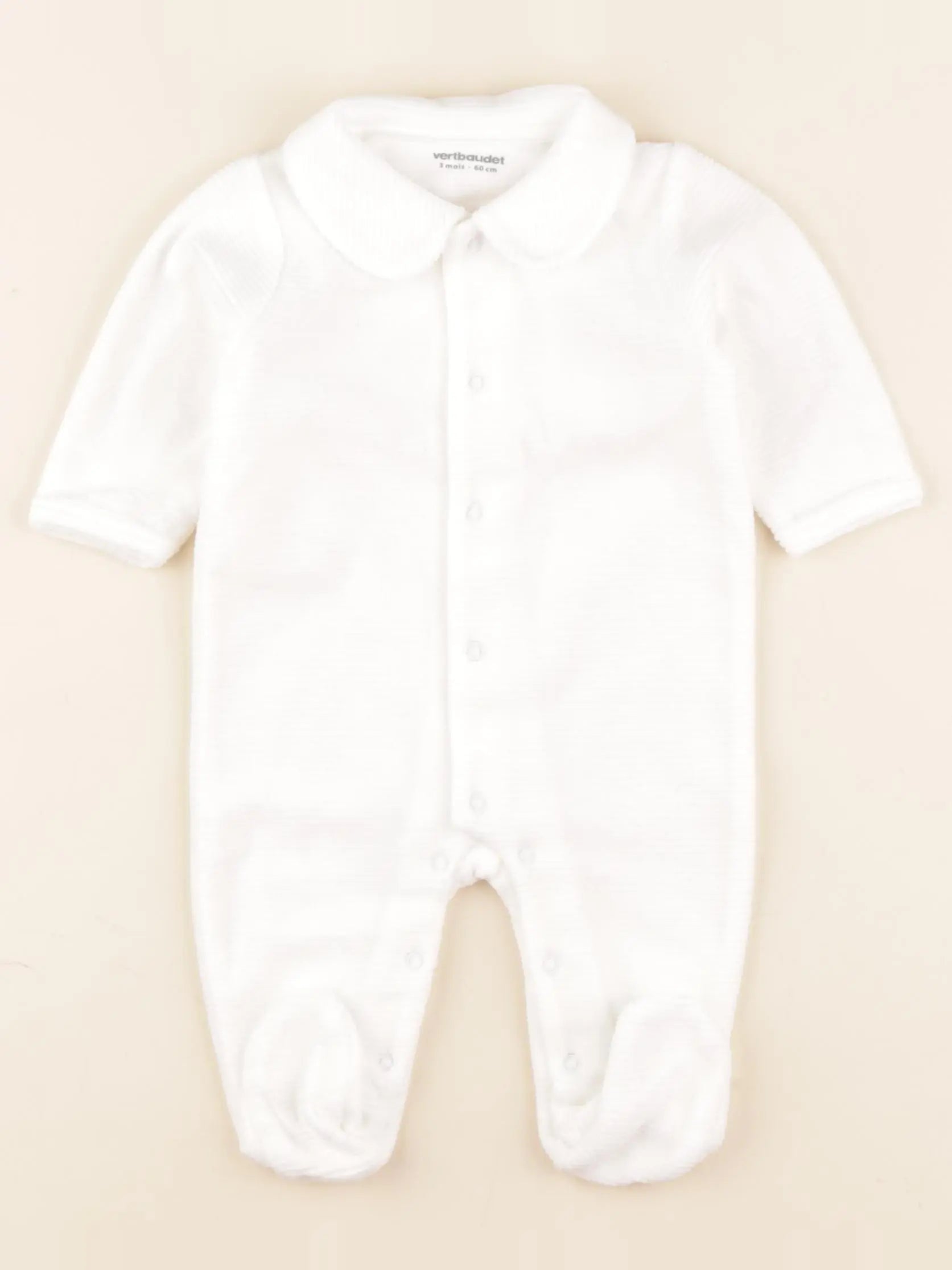 Vertbaudet - pyjama velours blanc - 3 mois