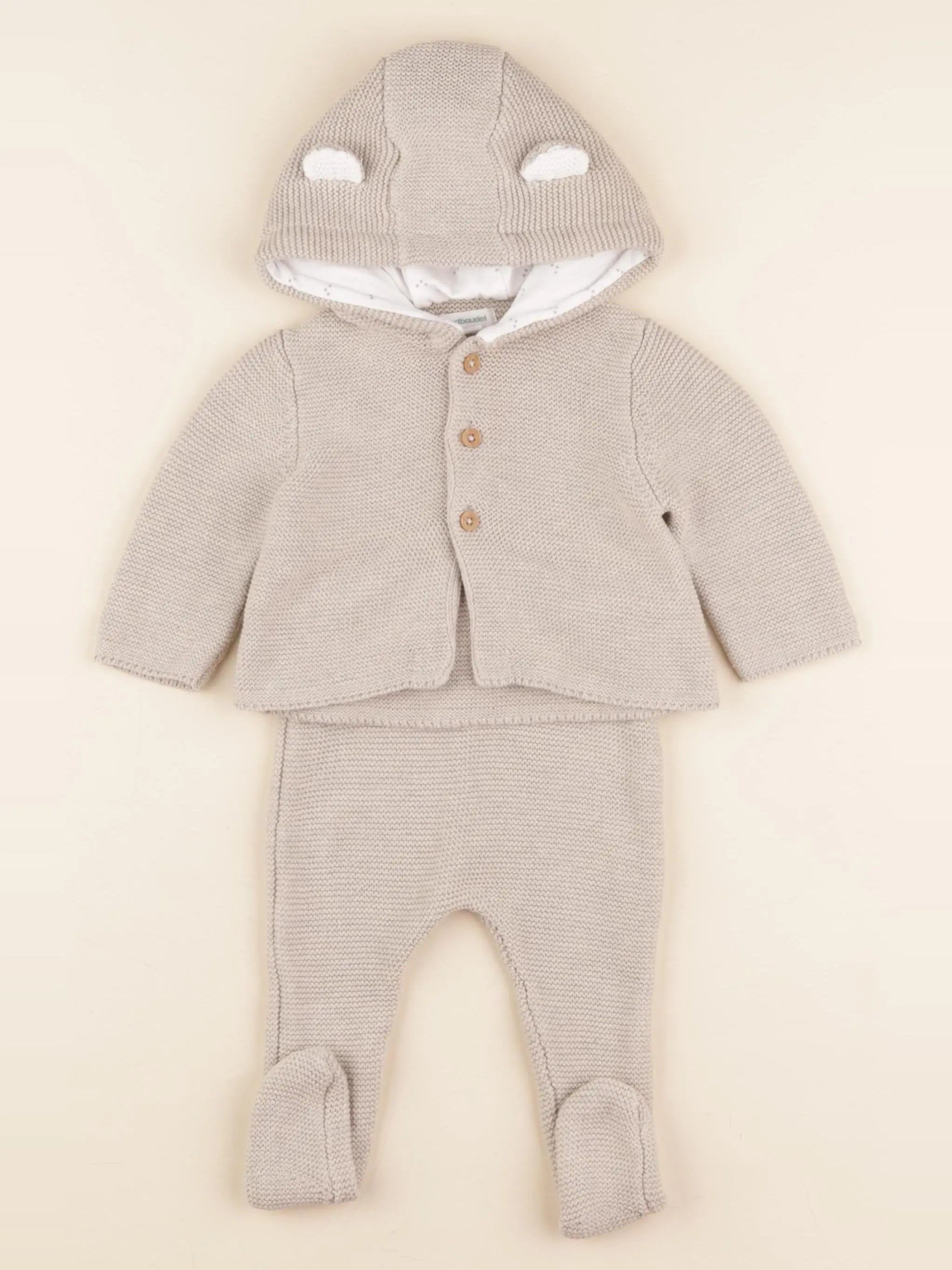 Vertbaudet - ensemble beige - 3 mois