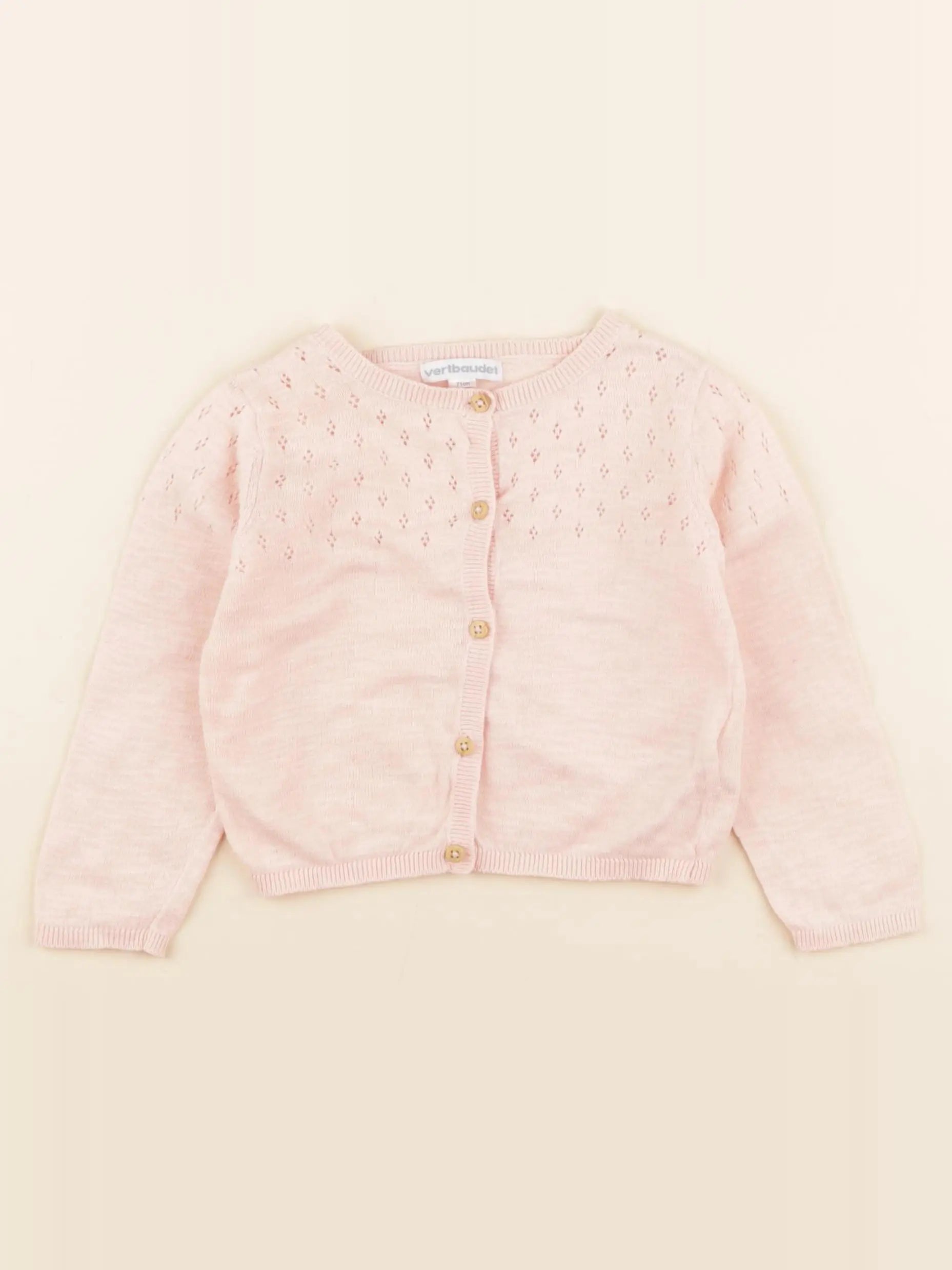 Vertbaudet - gilet rose - 9 mois