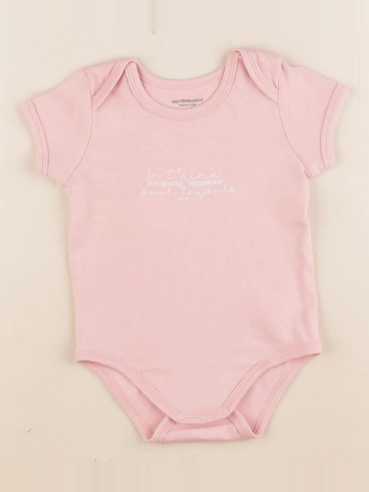 Vertbaudet - body rose - 12 mois