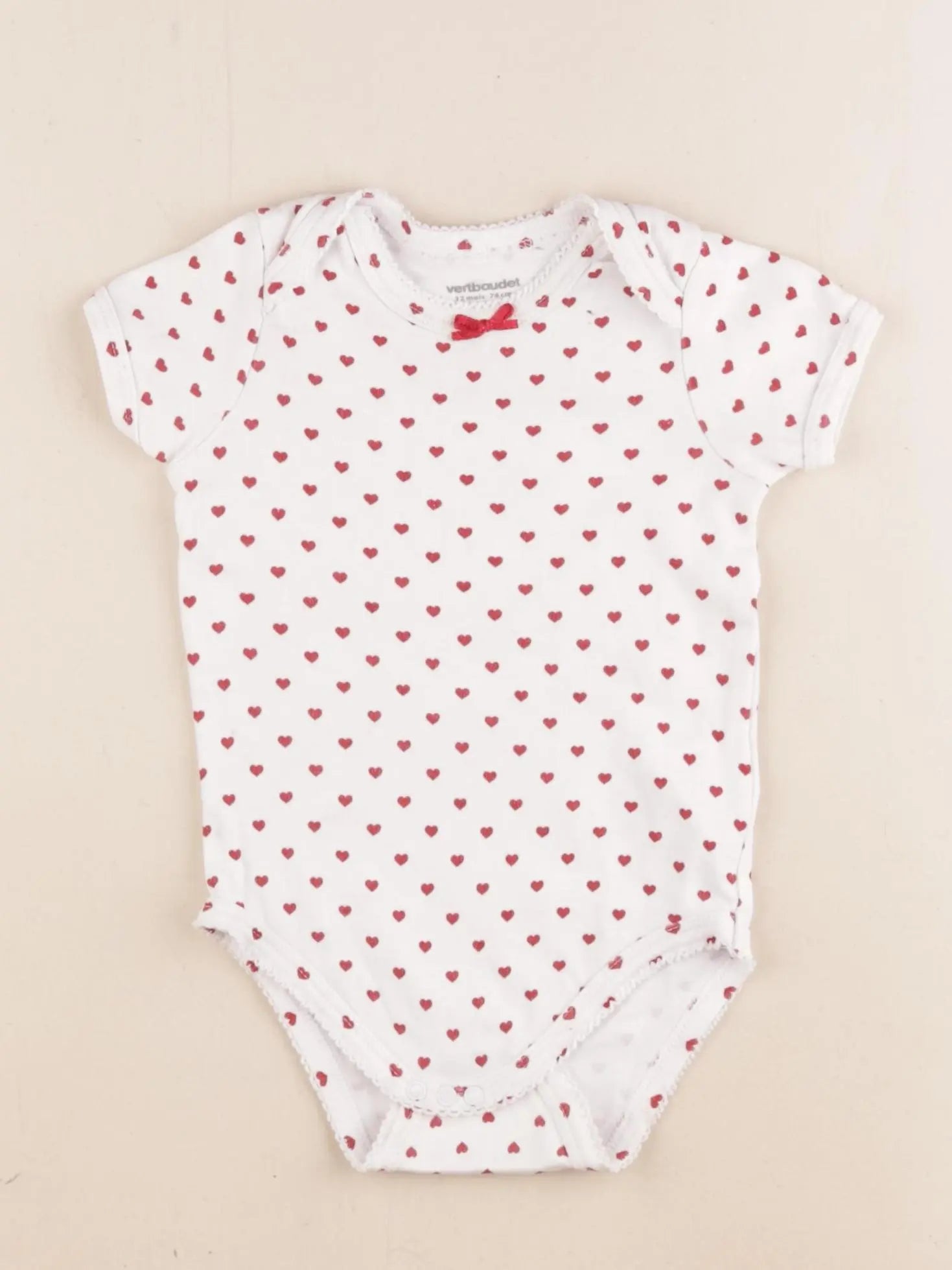 Vertbaudet - body blanc, rouge - 12 mois