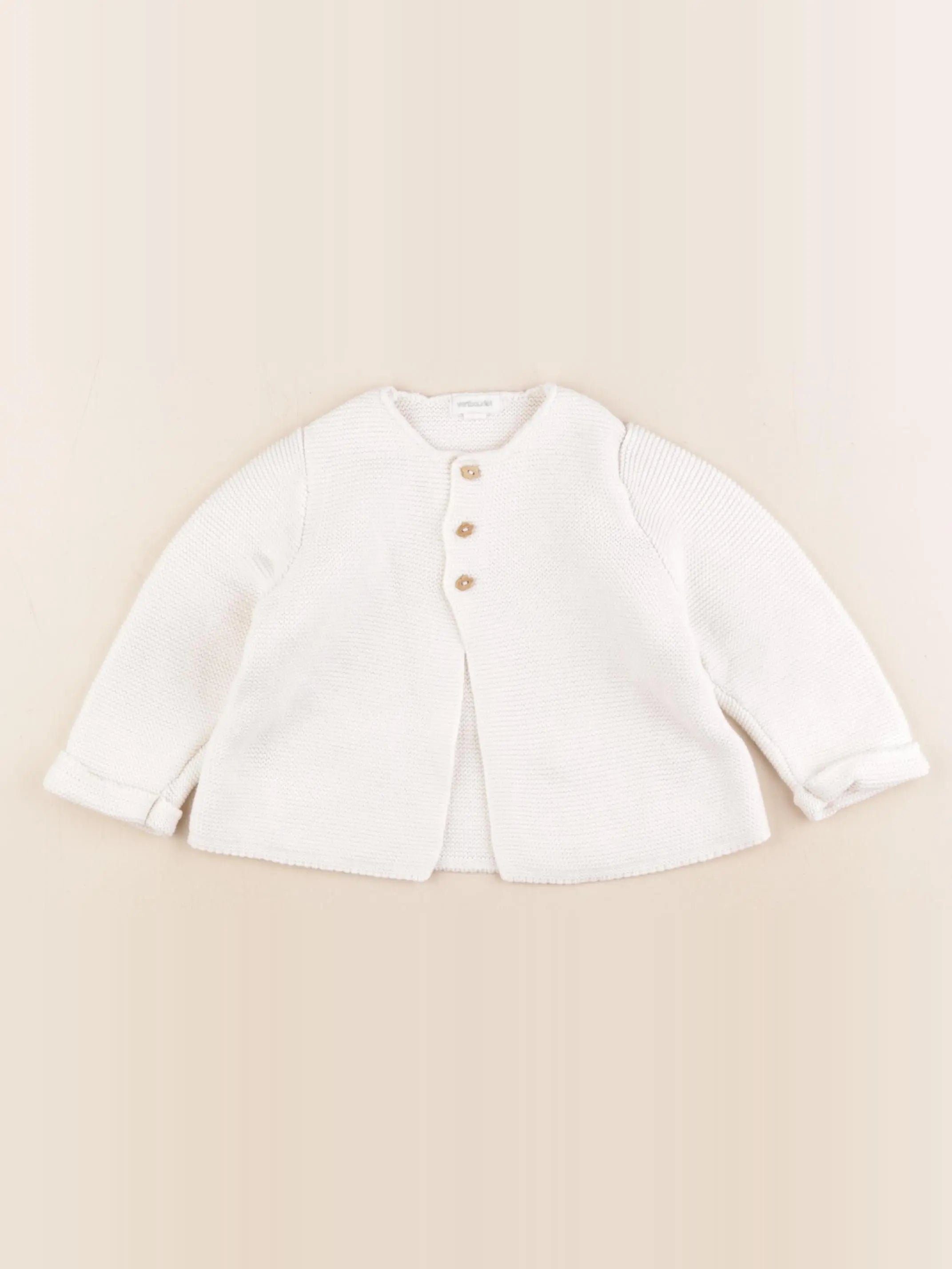 Vertbaudet - gilet beige - 12 mois