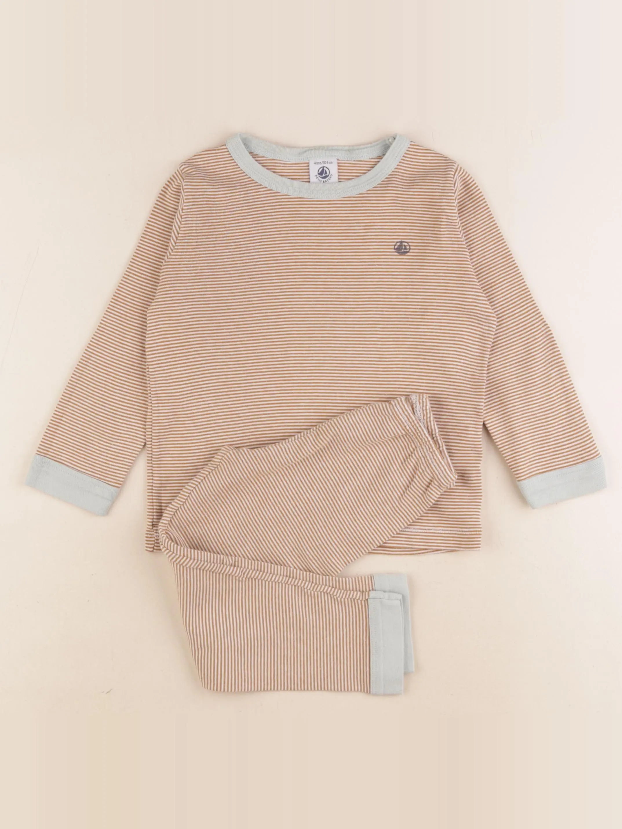 Petit Bateau - pyjama coton marron - 4 ans