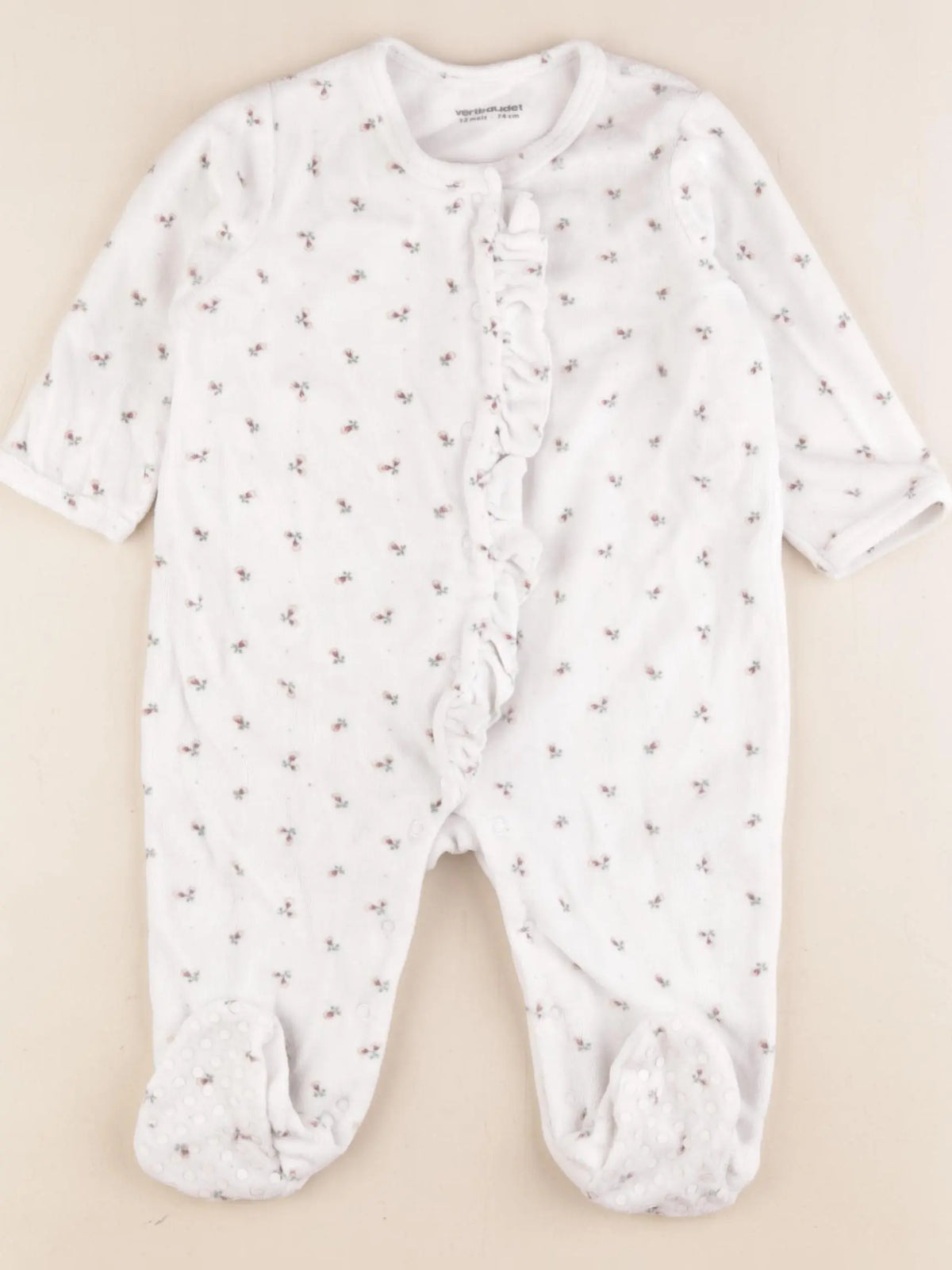 Vertbaudet - pyjama velours blanc - 12 mois