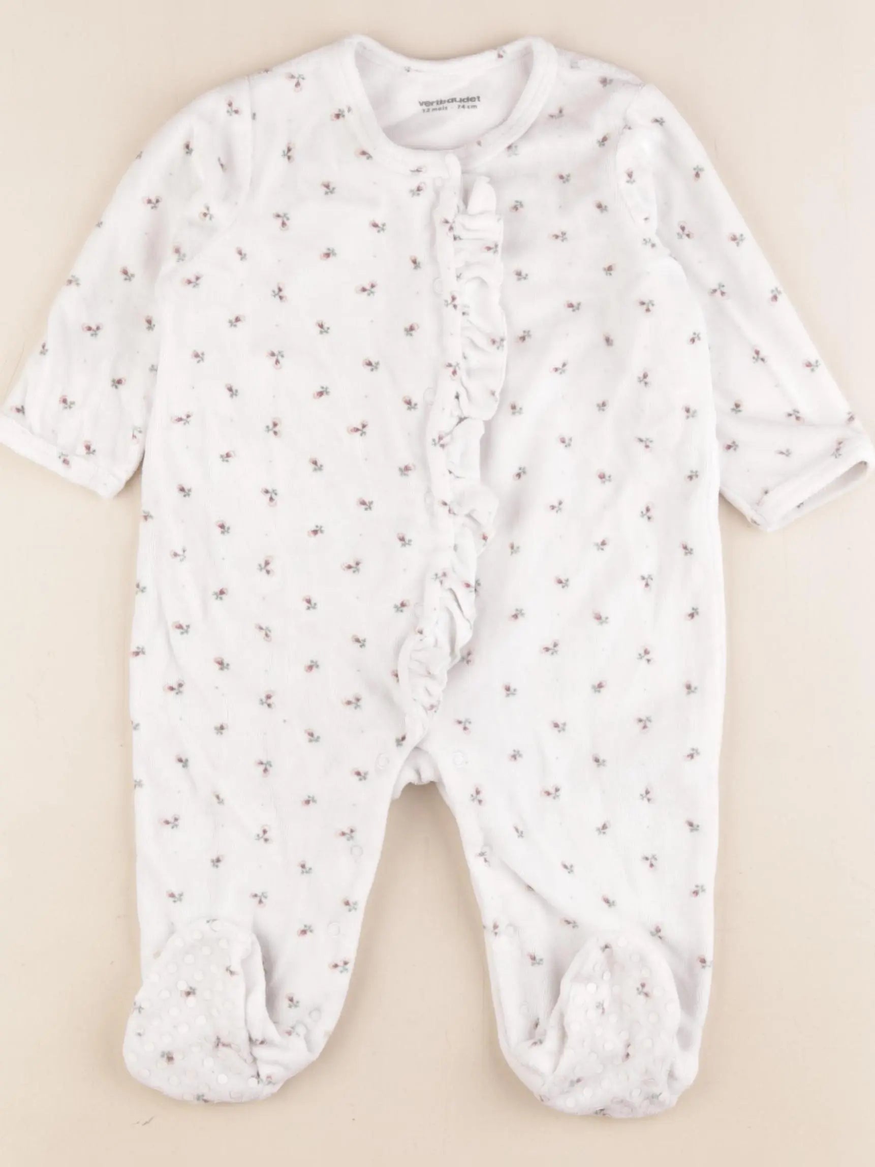 Vertbaudet - pyjama velours blanc - 12 mois