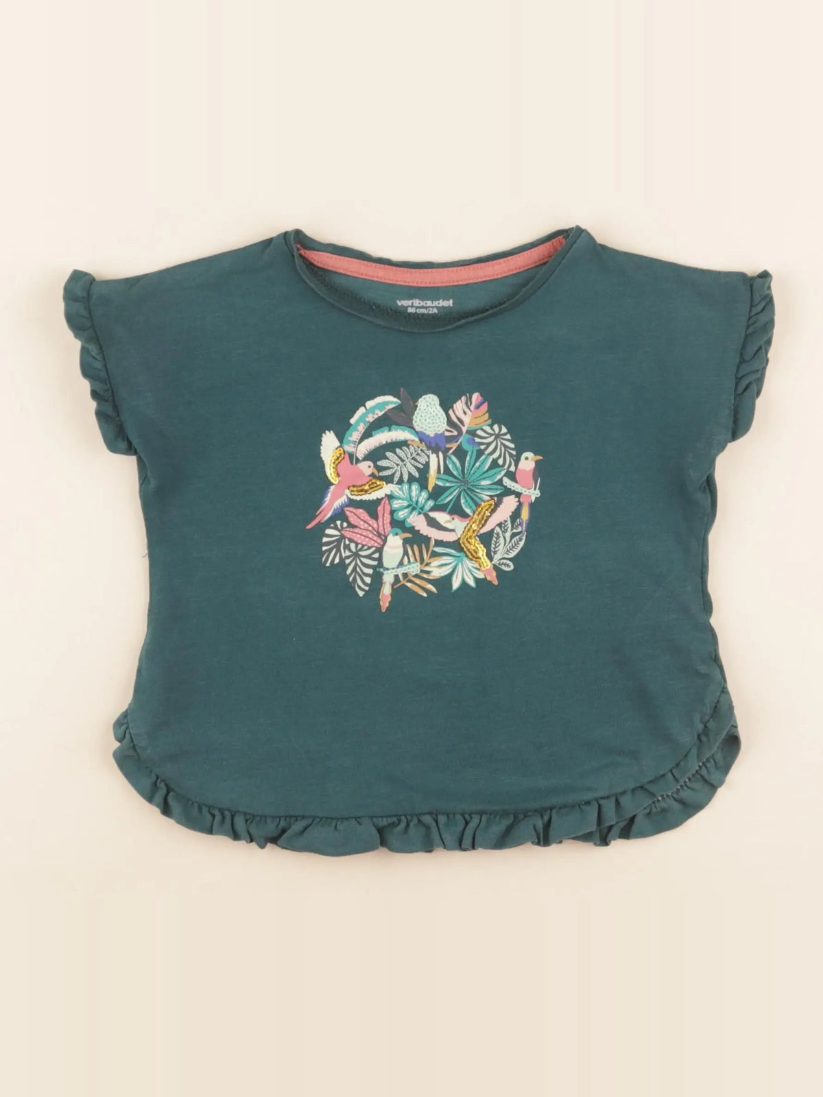 Vertbaudet - tee-shirt vert - 2 ans