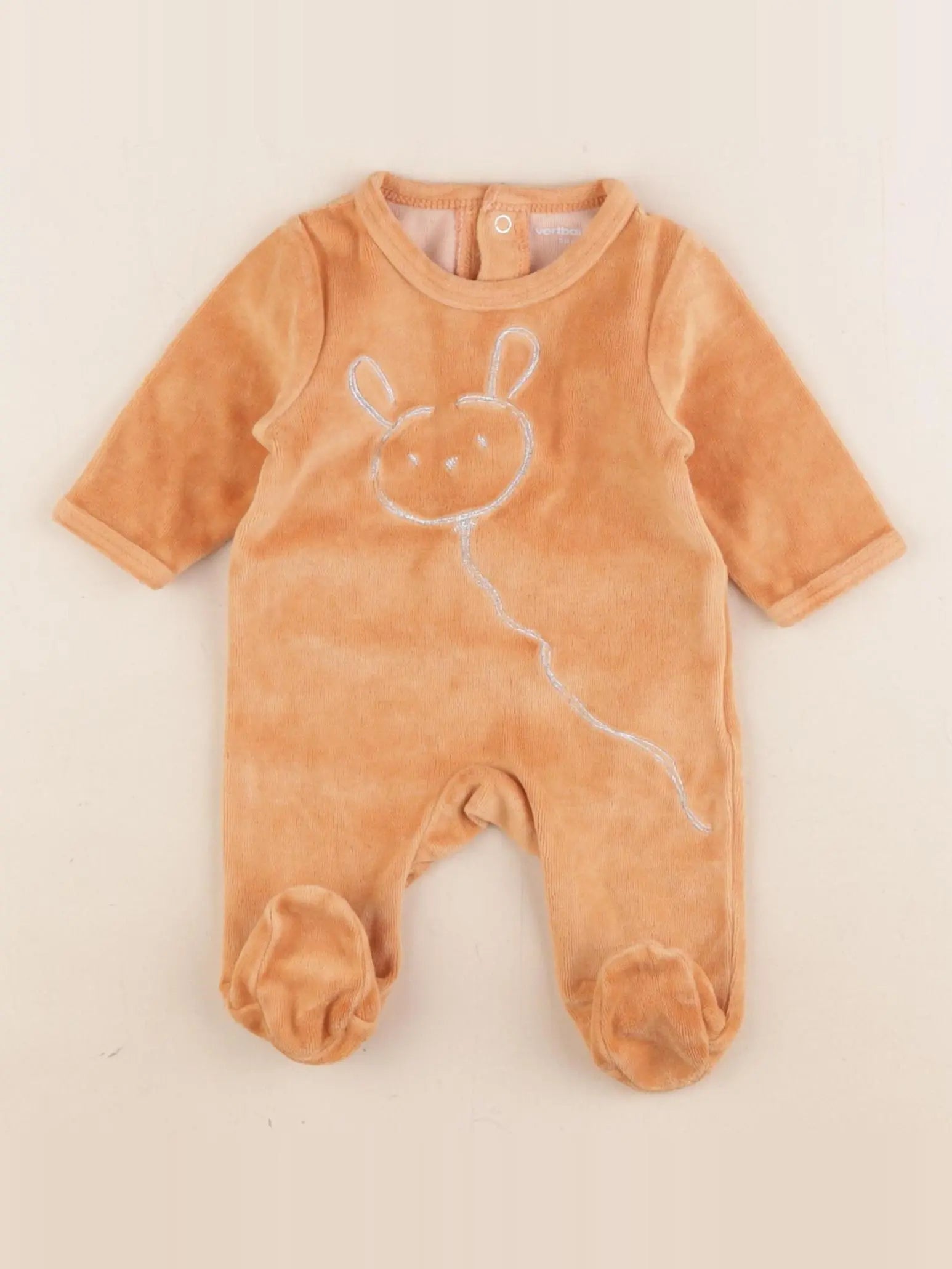 Vertbaudet - pyjama velours orange, argent - 0 mois