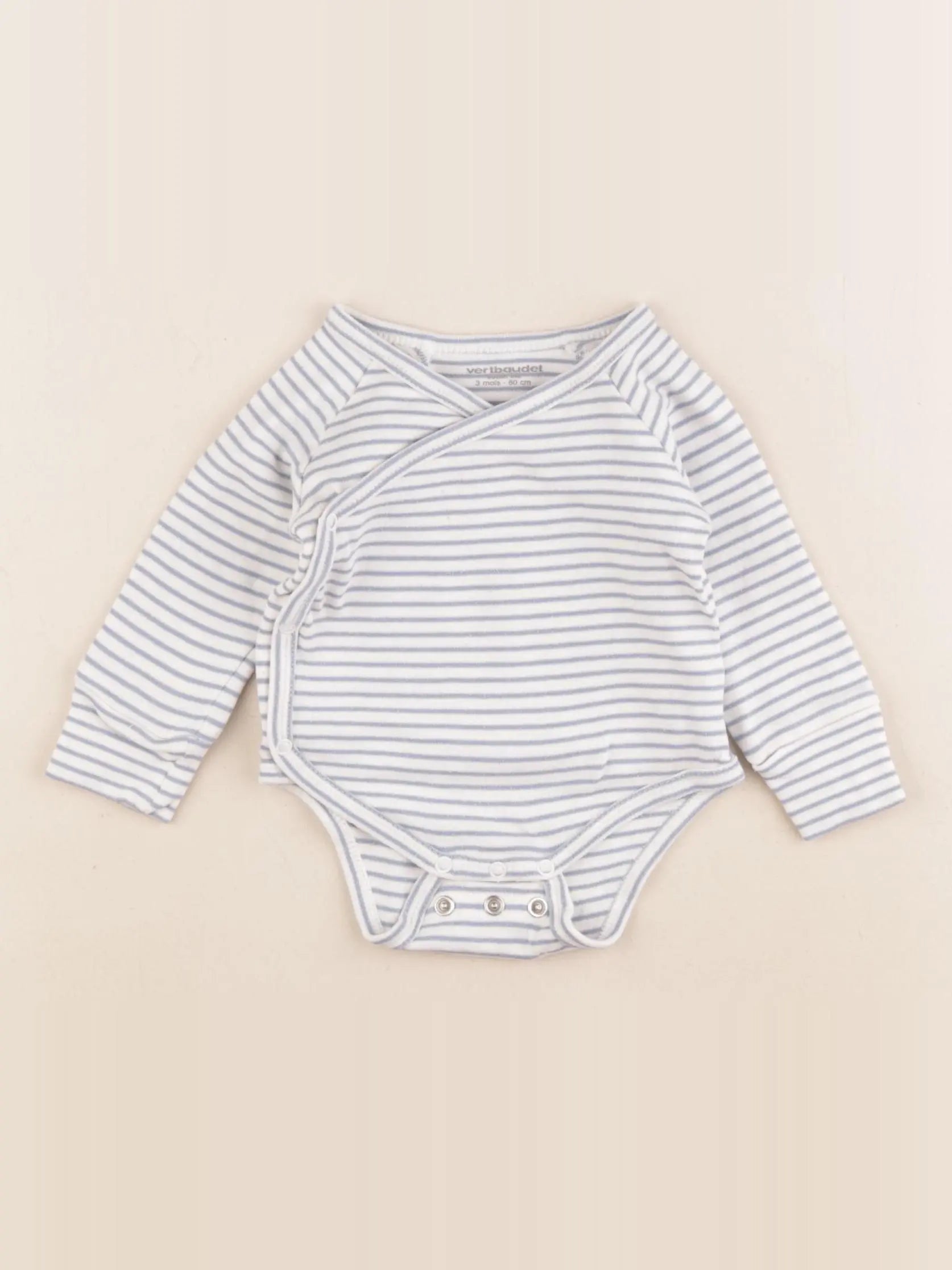 Vertbaudet - body bleu, blanc - 3 mois