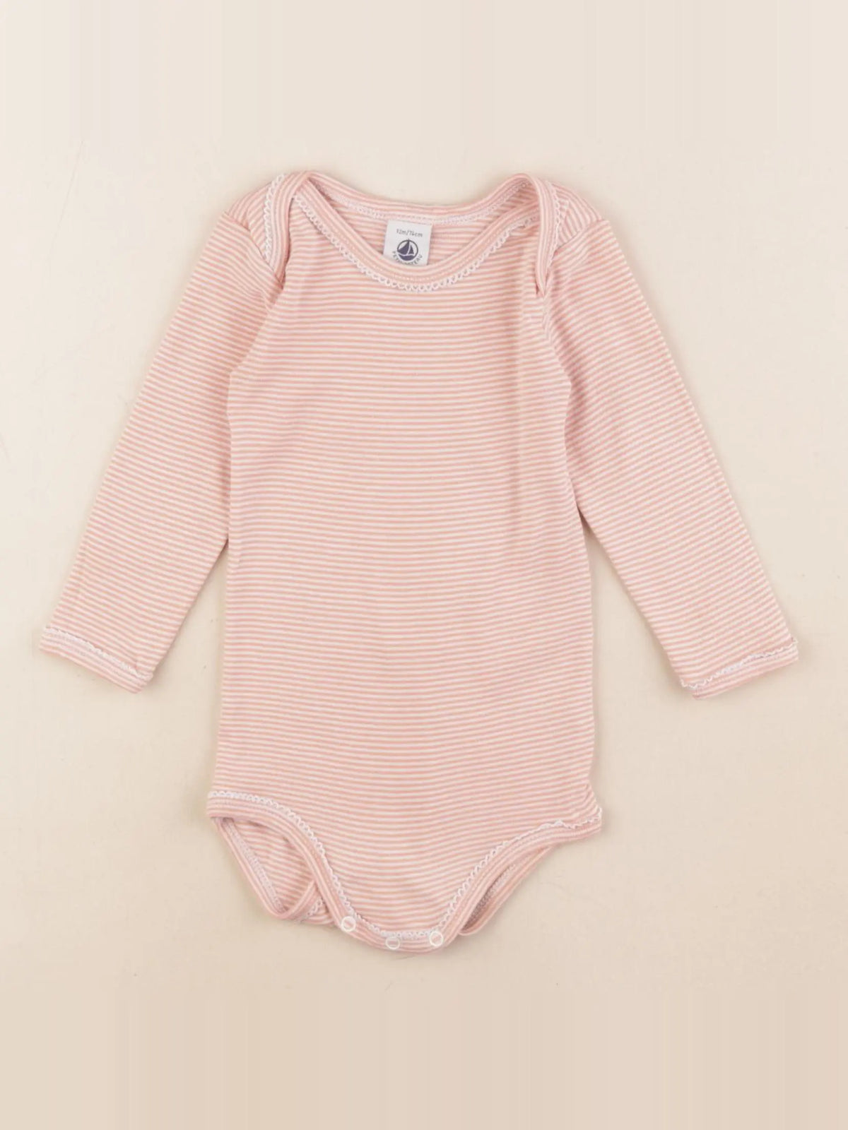 Petit Bateau - body rose - 12 mois
