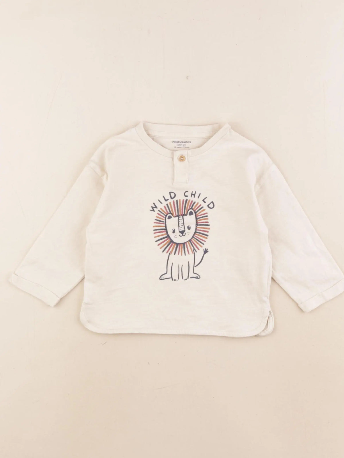 Vertbaudet - tee-shirt beige - 12 mois