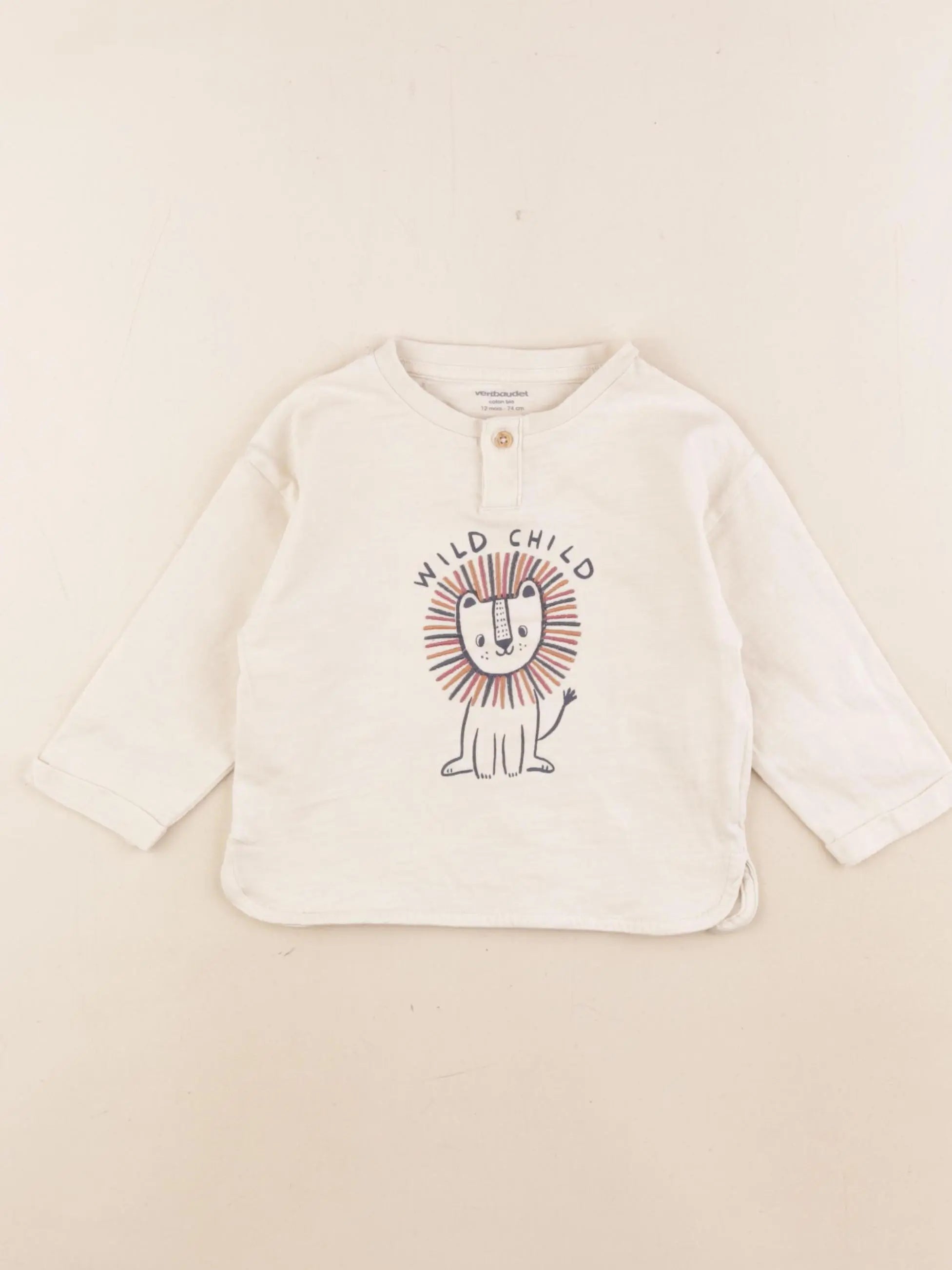 Vertbaudet - tee-shirt beige - 12 mois