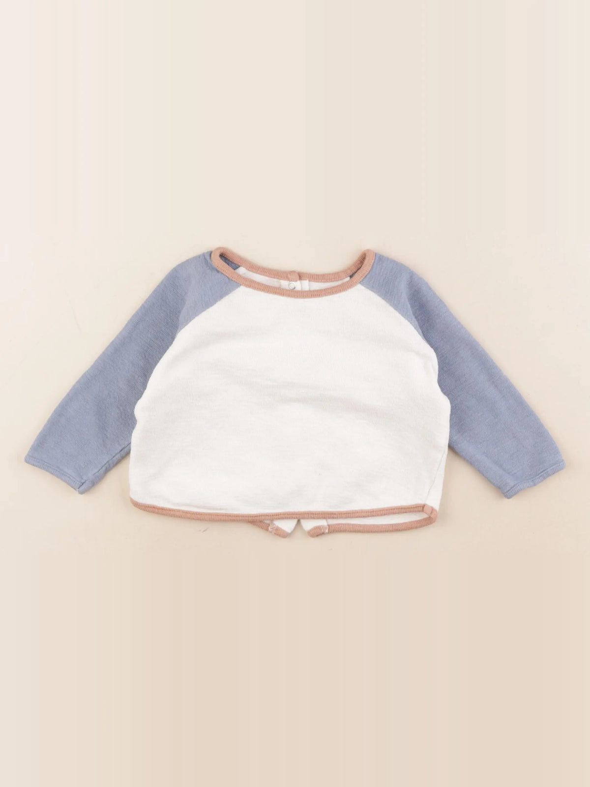 Vertbaudet - tee-shirt blanc, bleu - 6/9 mois
