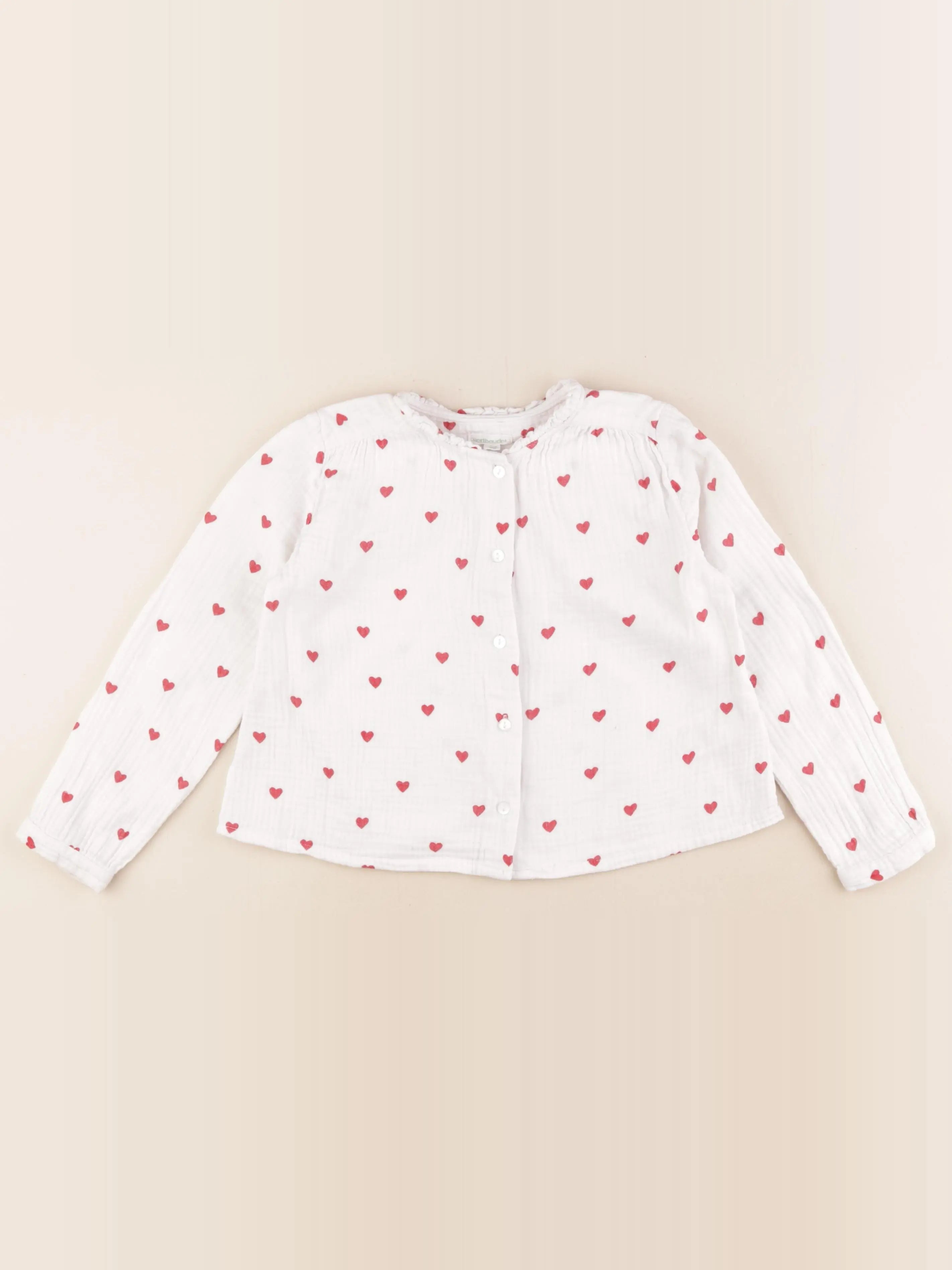 Vertbaudet - blouse blanc, rouge - 5 ans
