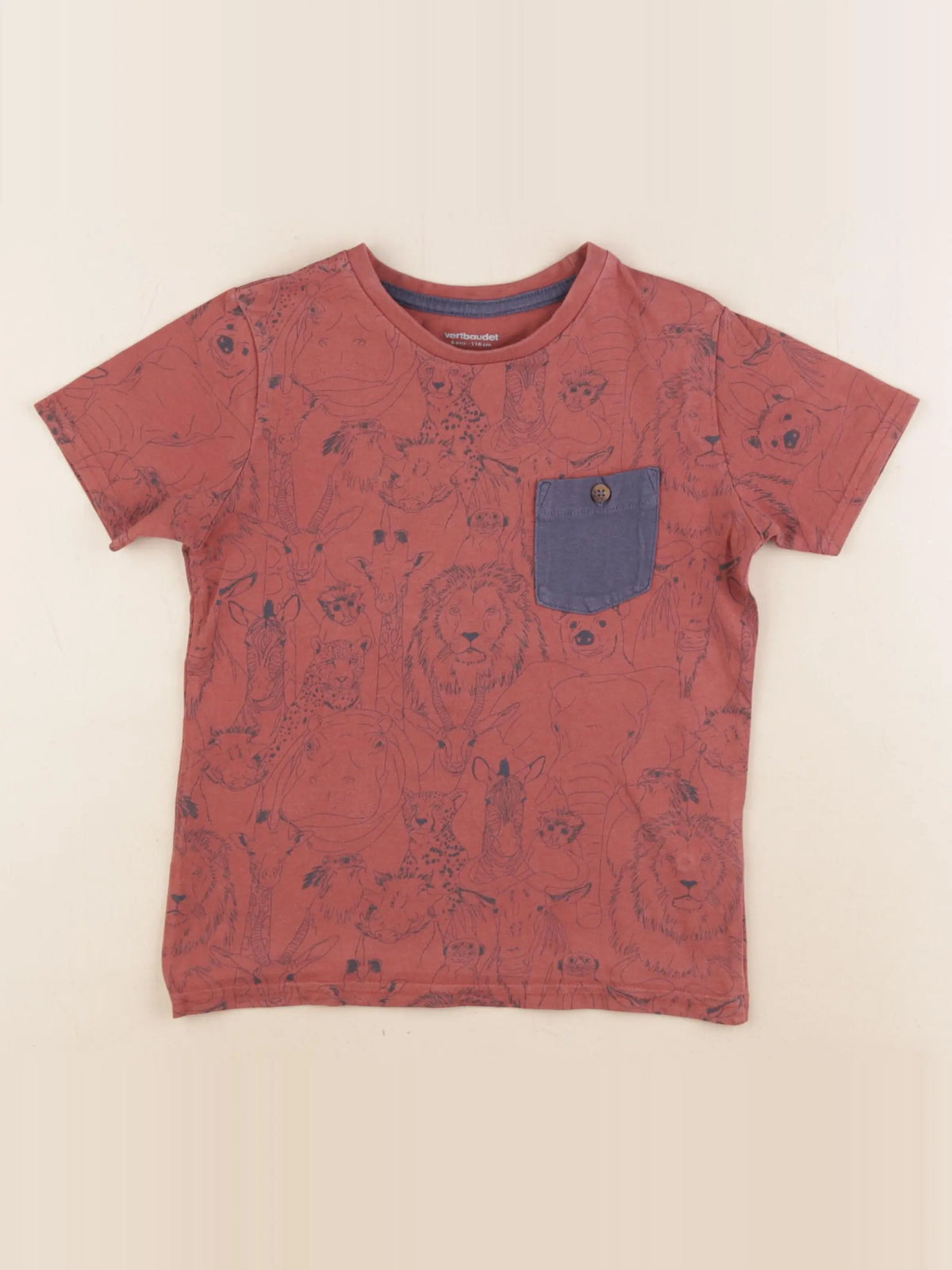 Vertbaudet - tee-shirt rouge, bleu - 6 ans