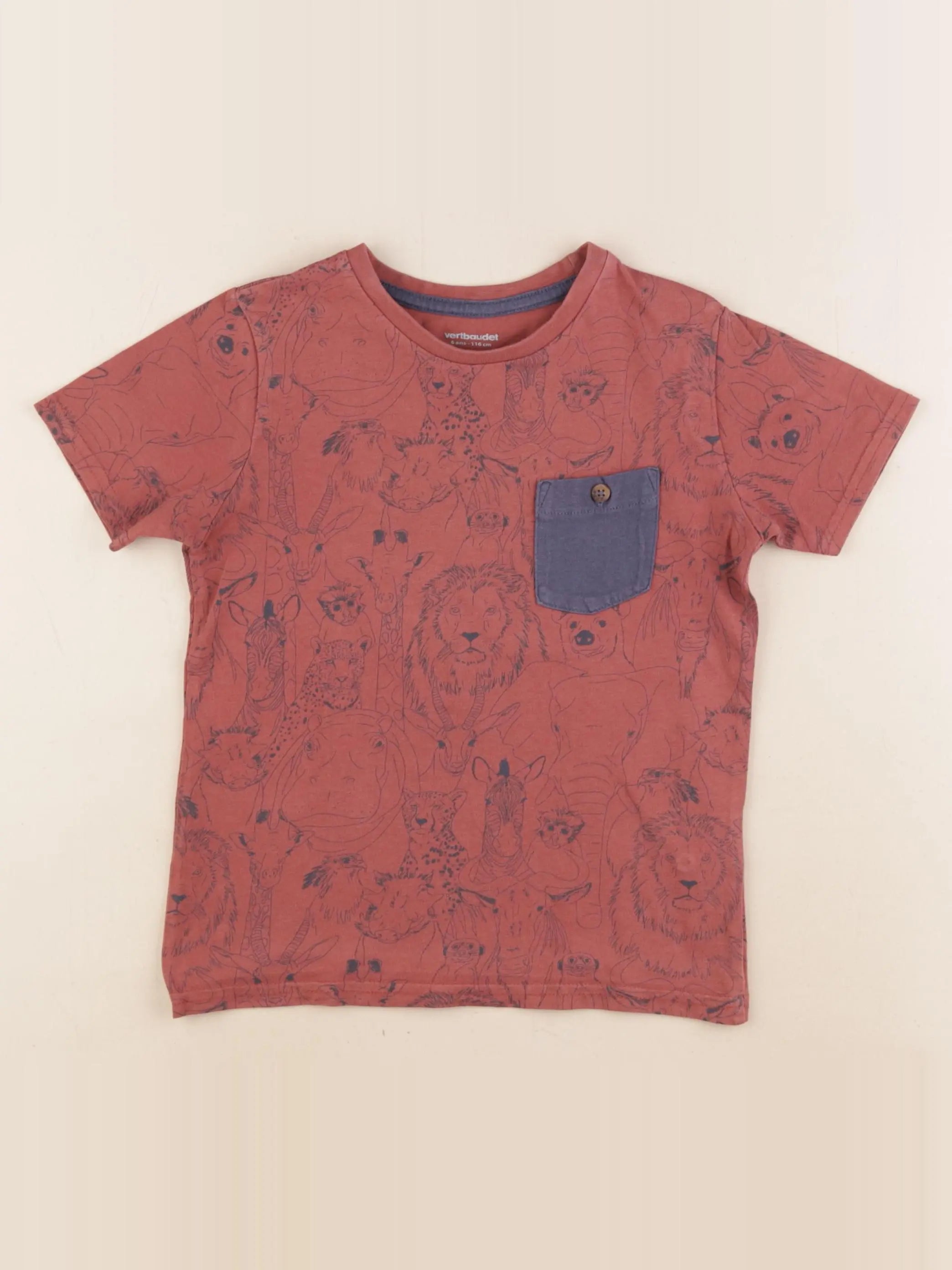 Vertbaudet - tee-shirt rouge, bleu - 6 ans