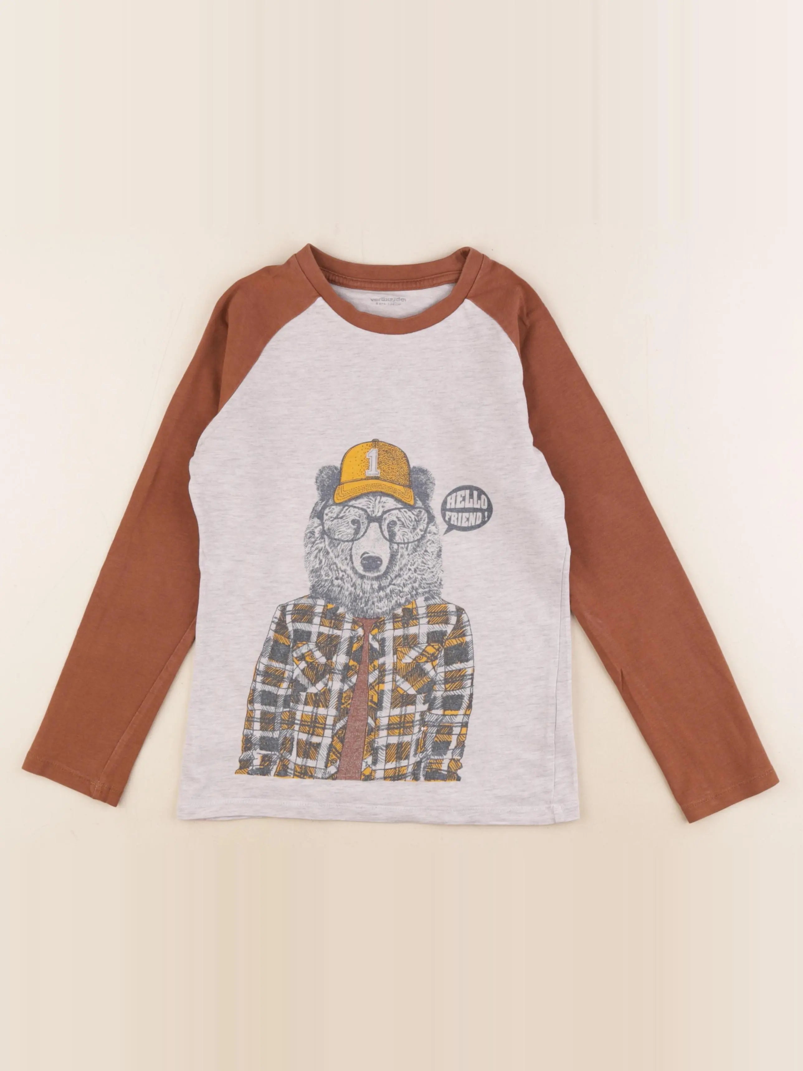 Vertbaudet - tee-shirt marron - 8 ans