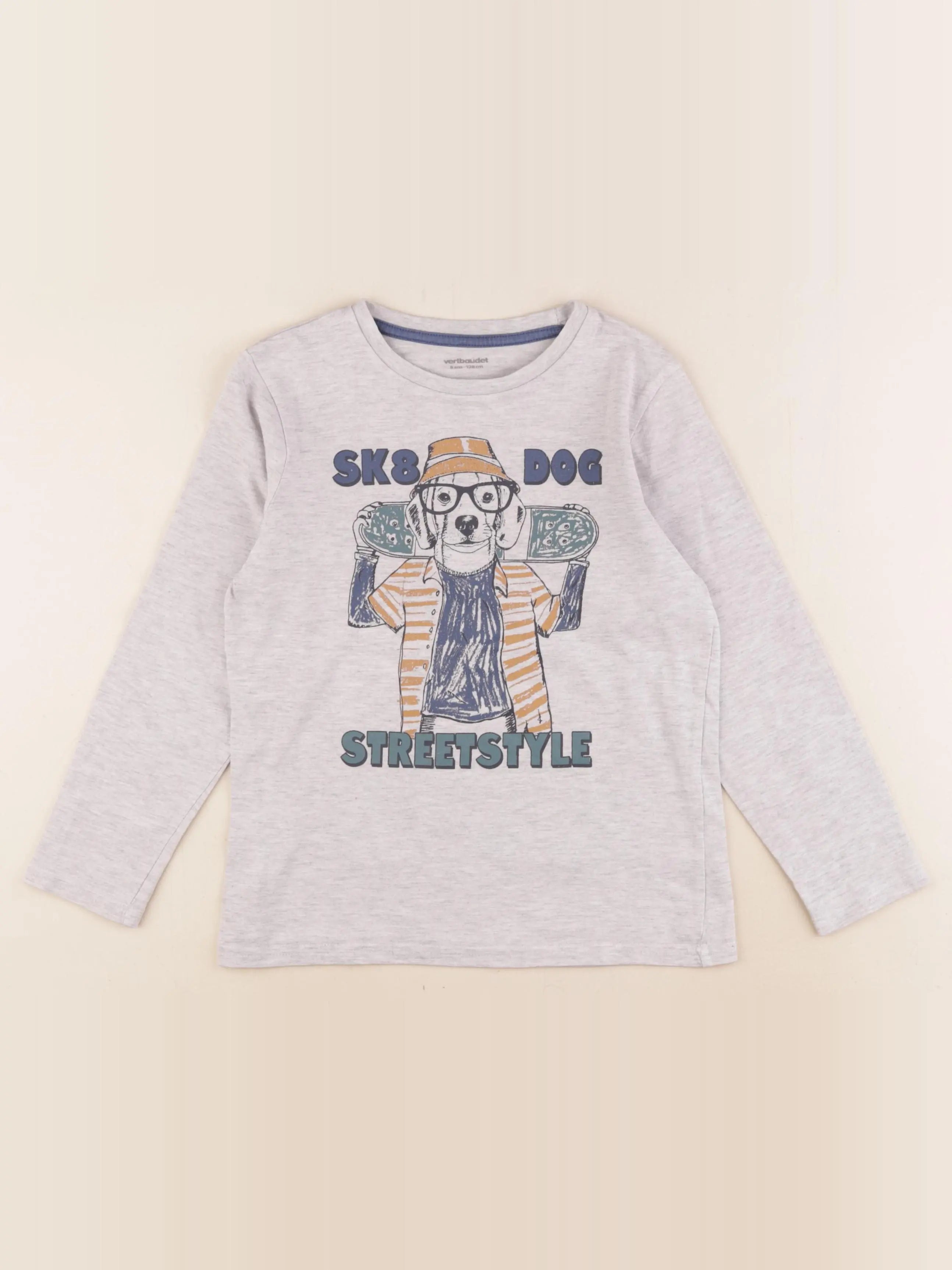 Vertbaudet - tee-shirt gris - 8 ans