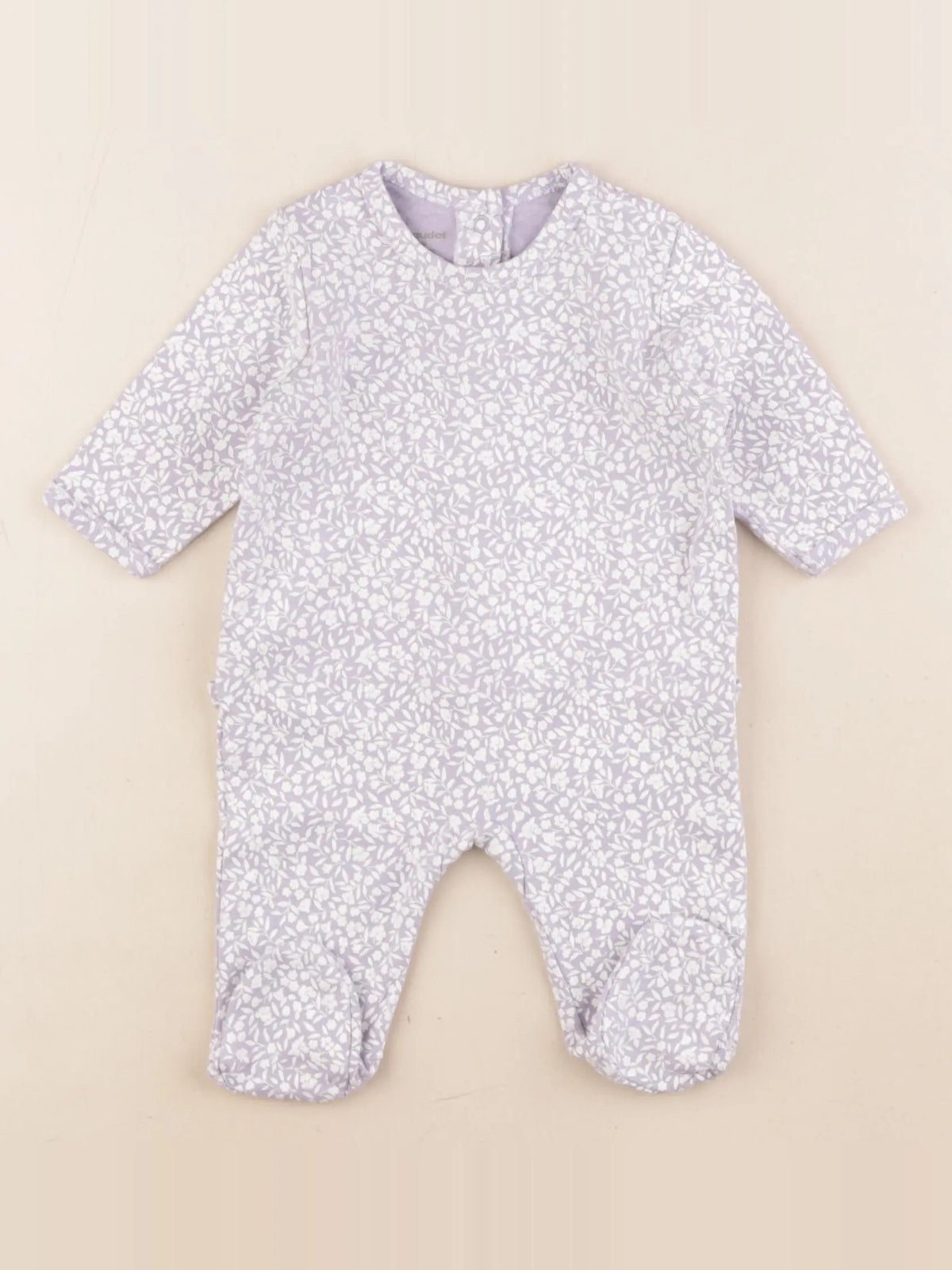 Vertbaudet - pyjama coton blanc, violet - 3 mois