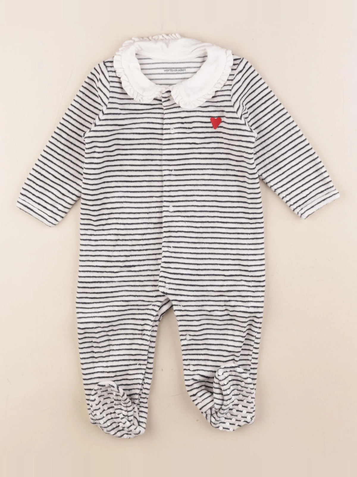 Vertbaudet - pyjama velours blanc, bleu - 9 mois
