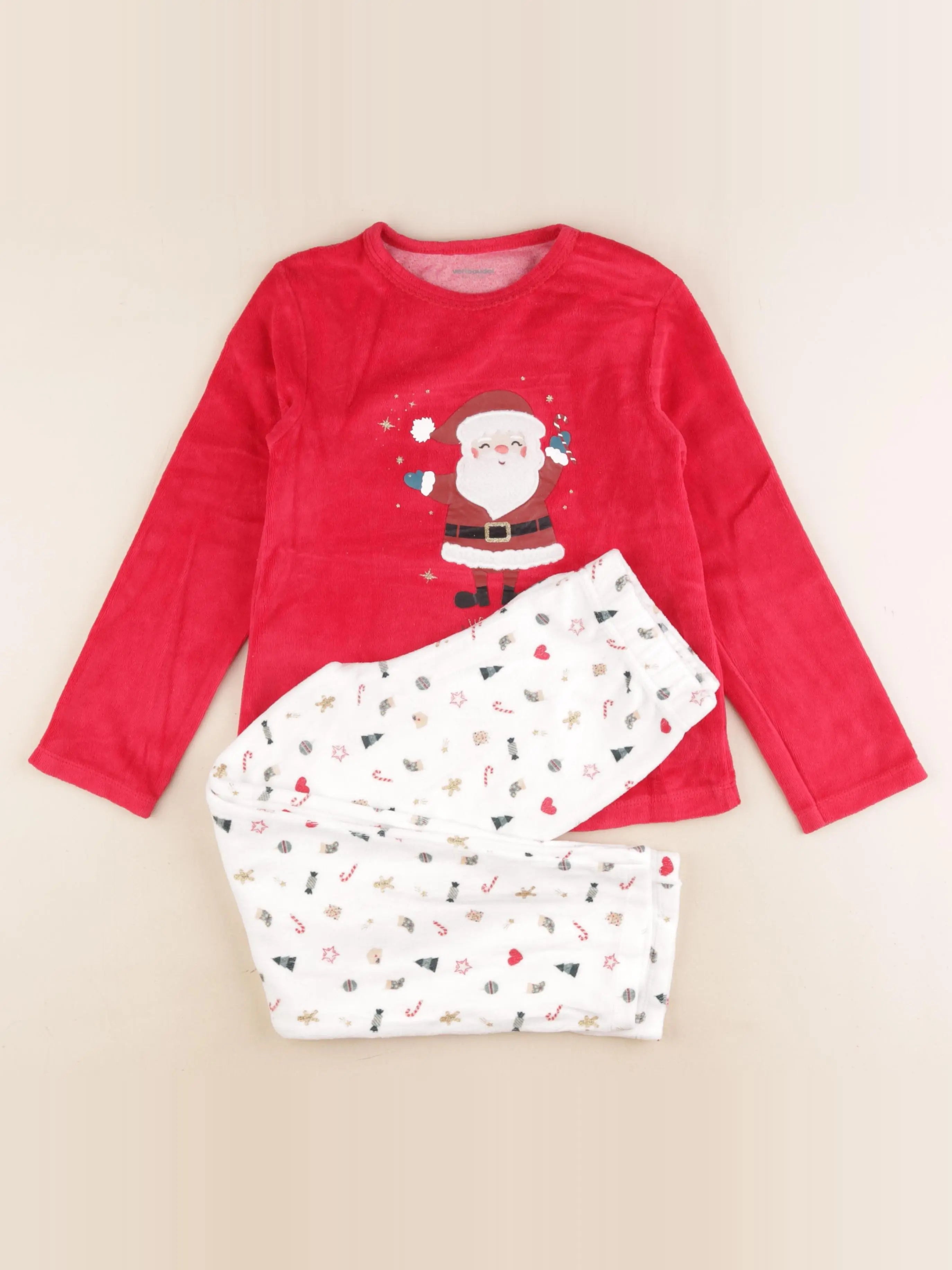 Vertbaudet - pyjama velours multicolore - 8 ans