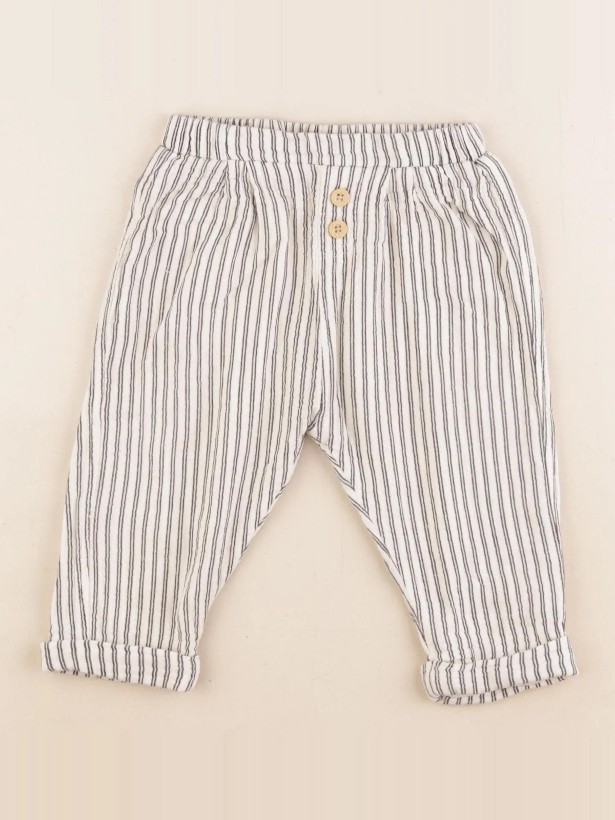Vertbaudet - pantalon beige, noir - 18 mois