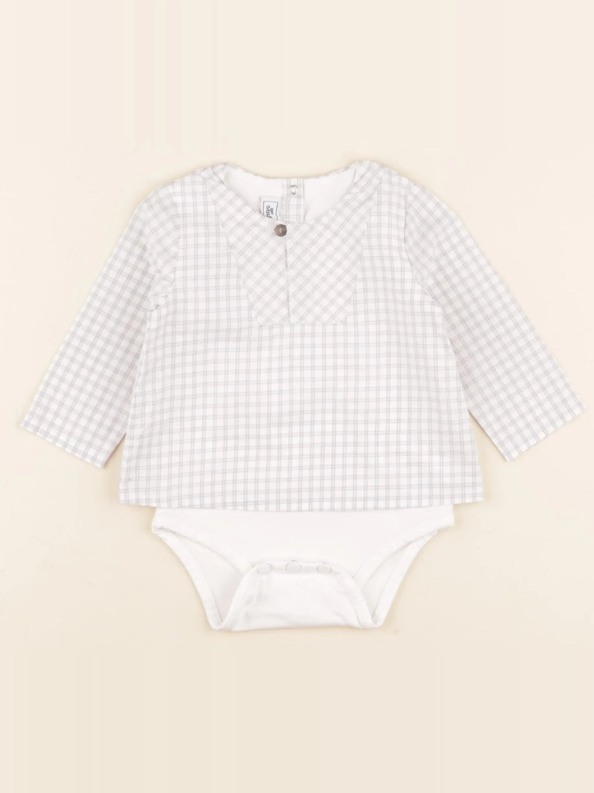 Tartine & Chocolat - body chemise  blanc, bleu - 6 mois