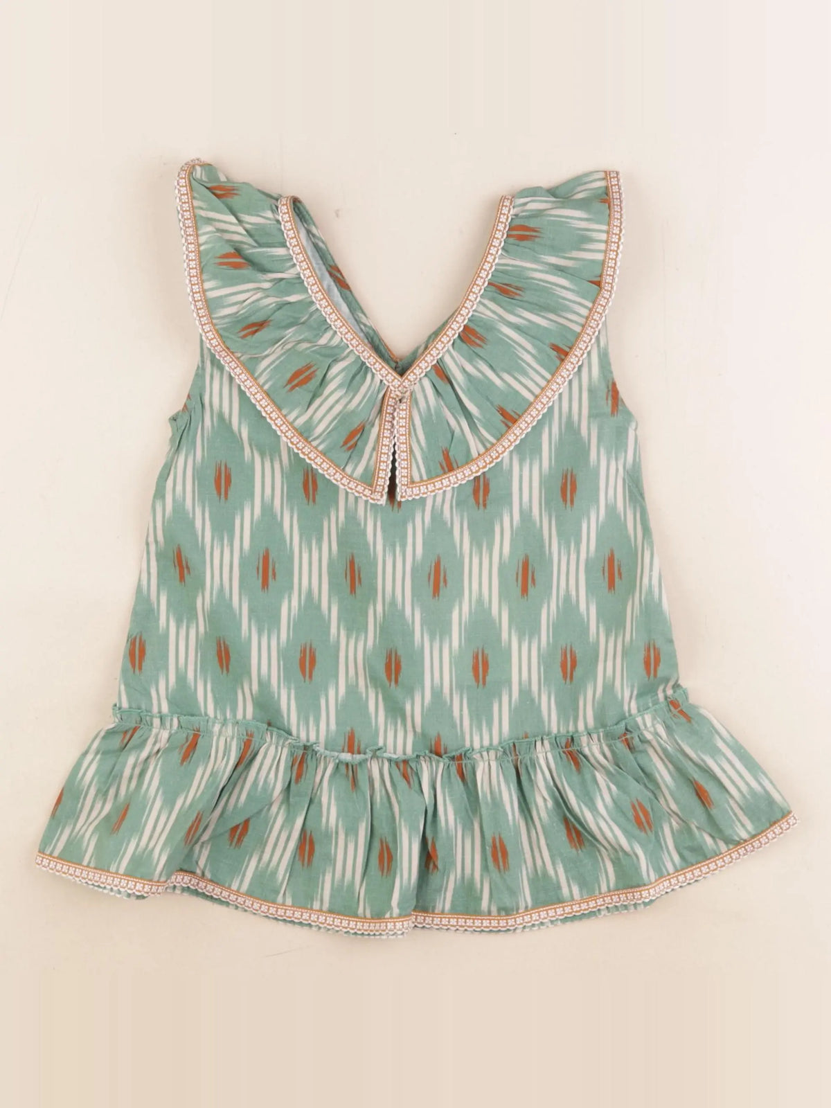 Bandits à la crème - robe vert, beige - 2 ans