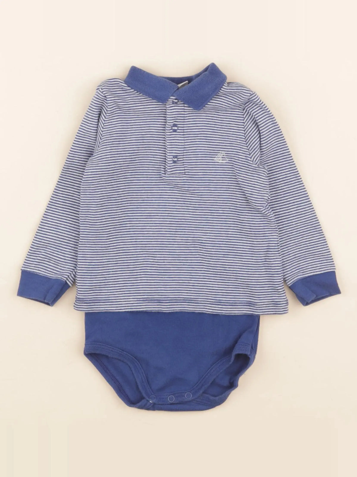 Petit Bateau - body tee-shirt bleu - 12 mois