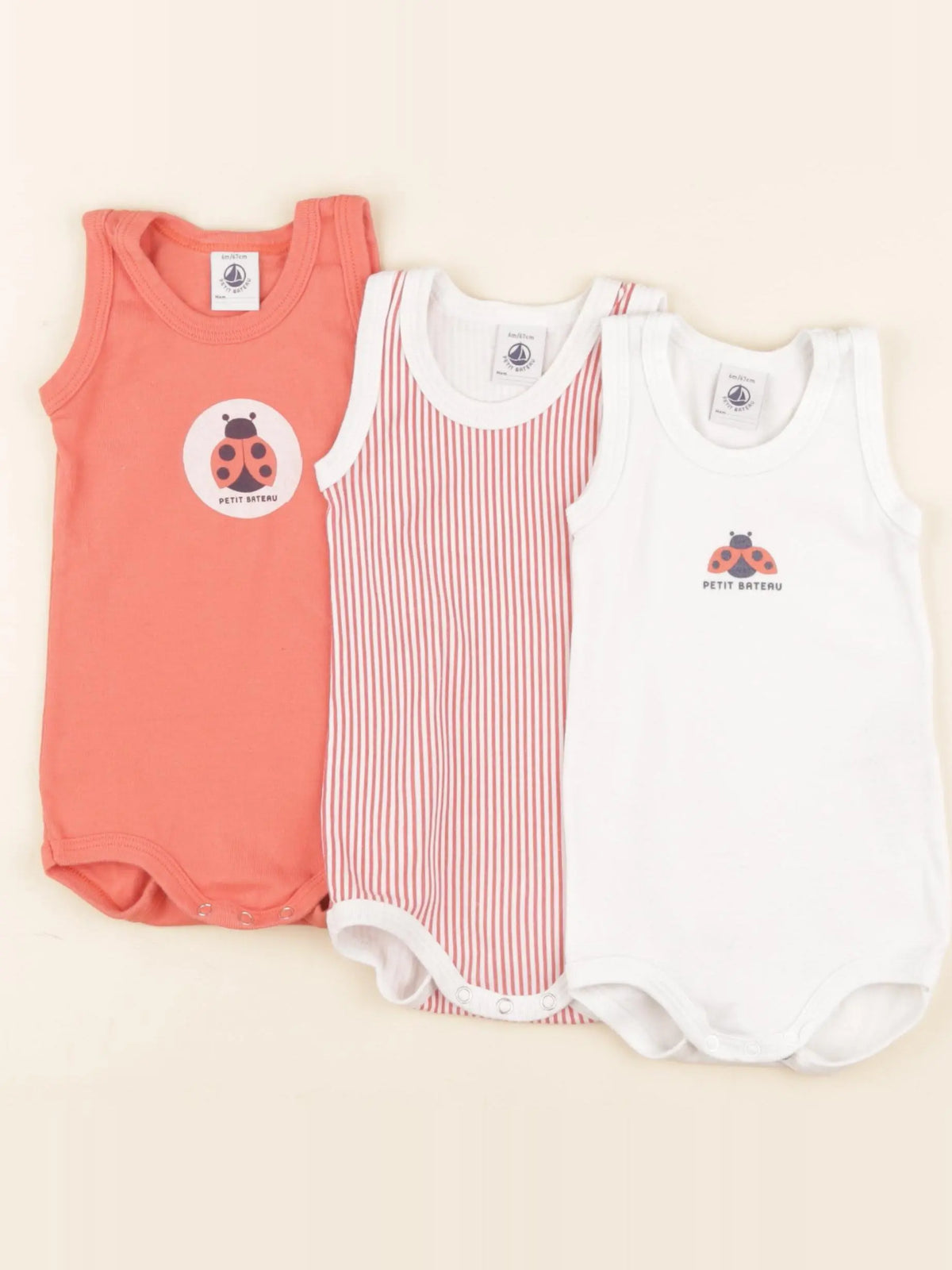 Petit Bateau - lot de 3 bodies en coton multicolore - 6 mois