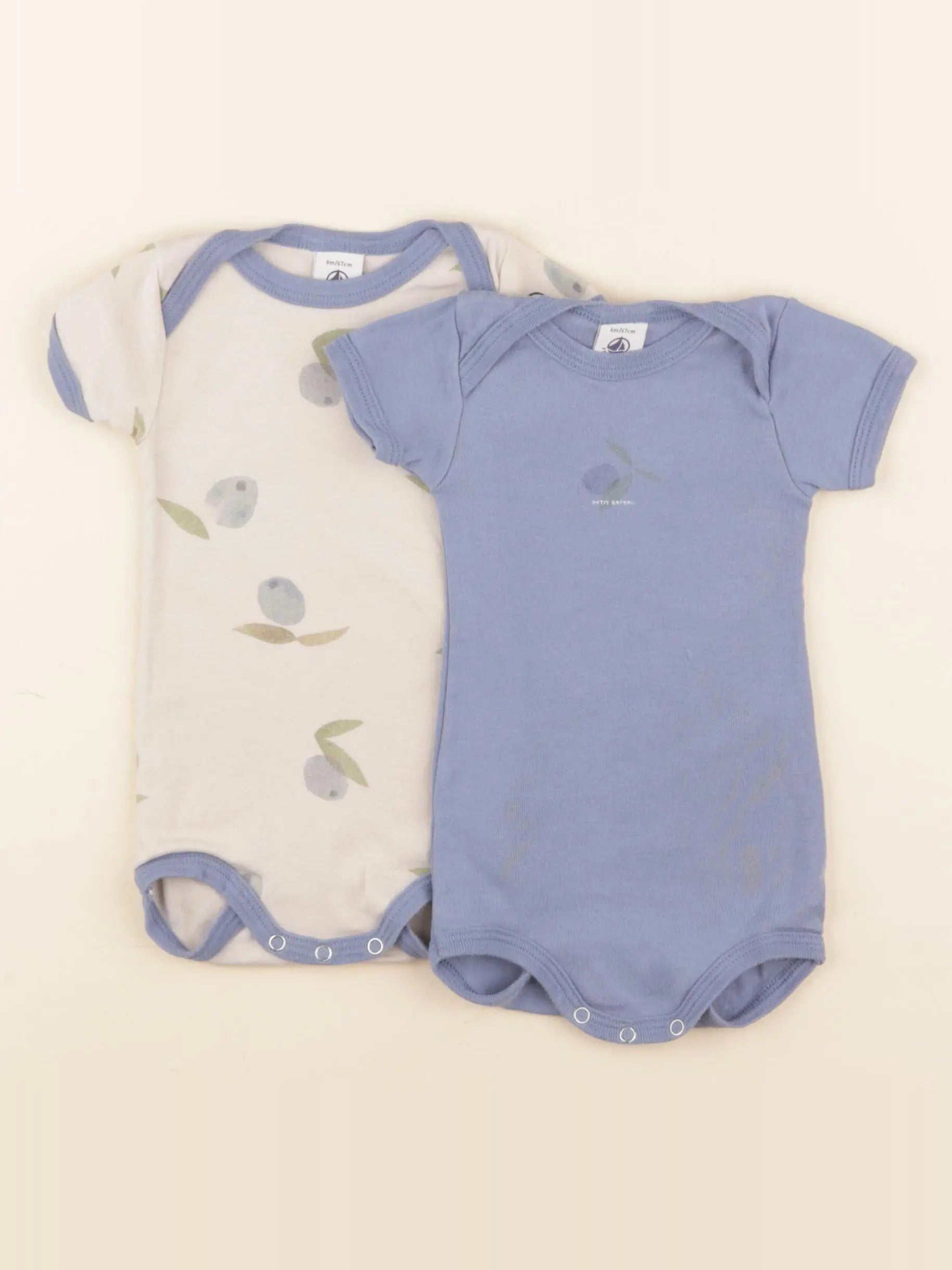 Petit Bateau - lot de 2 bodies en coton multicolore - 6 mois