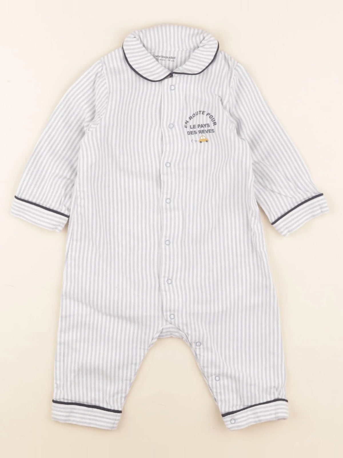 Vertbaudet - pyjama coton bleu - 12 mois