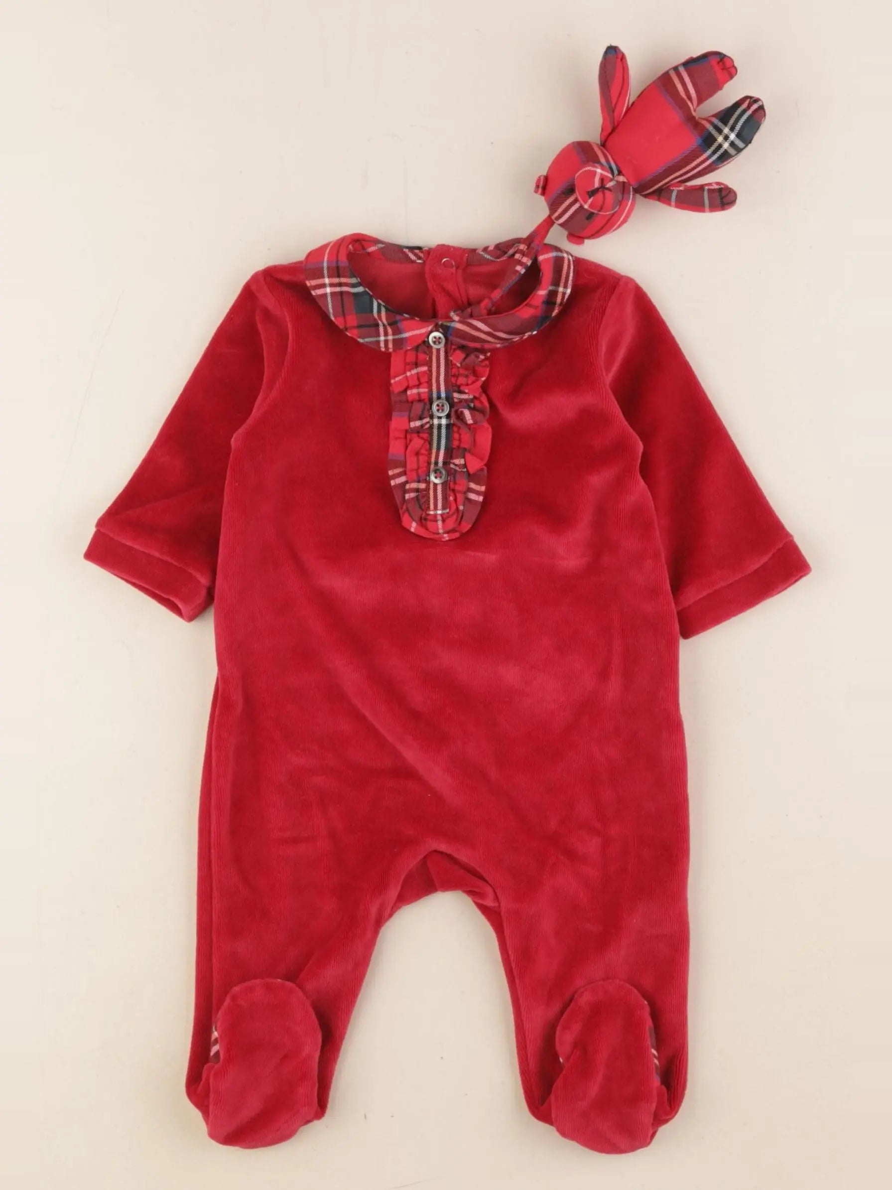 Jacadi - pyjama velours rouge - 3 mois